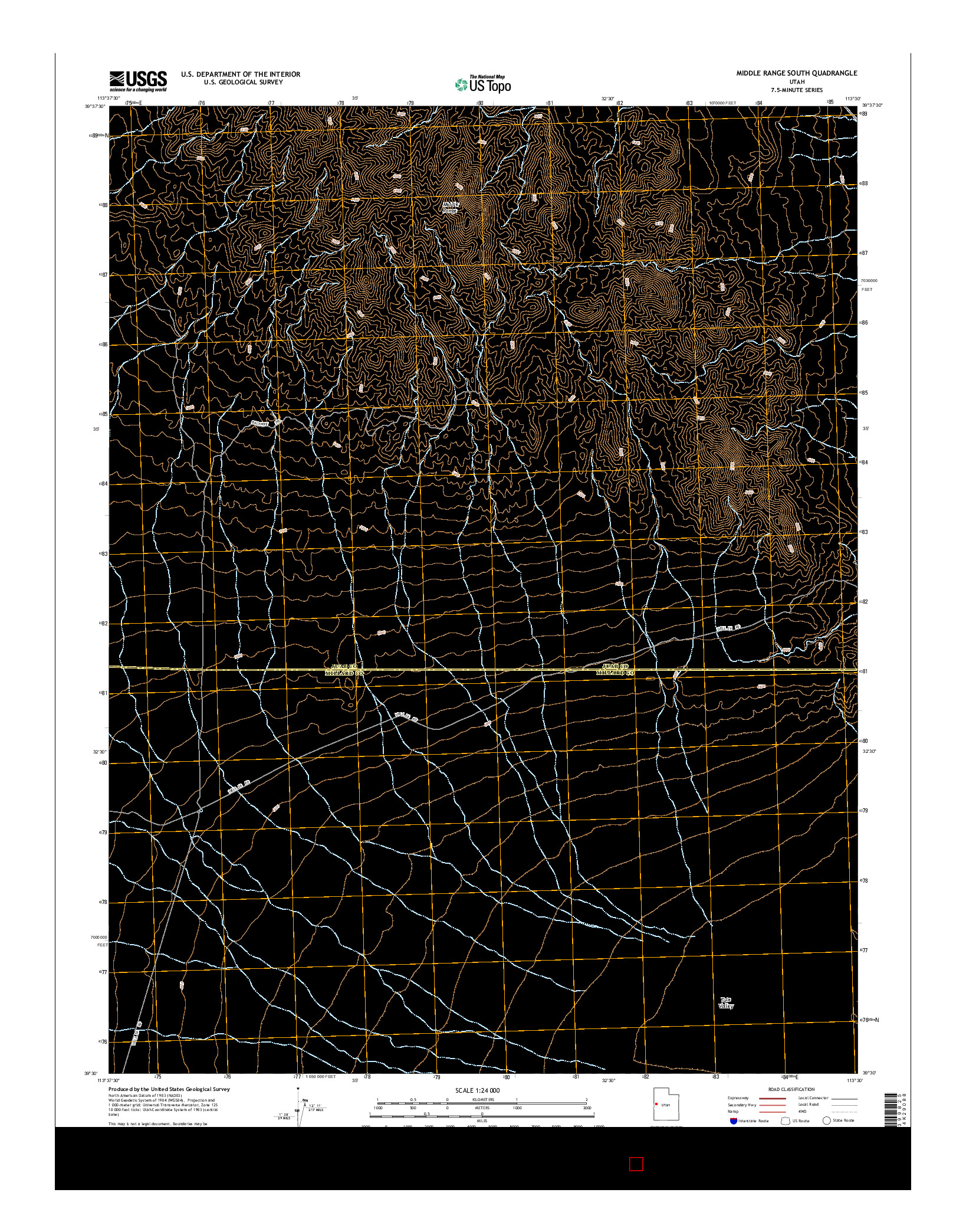 USGS US TOPO 7.5-MINUTE MAP FOR MIDDLE RANGE SOUTH, UT 2014