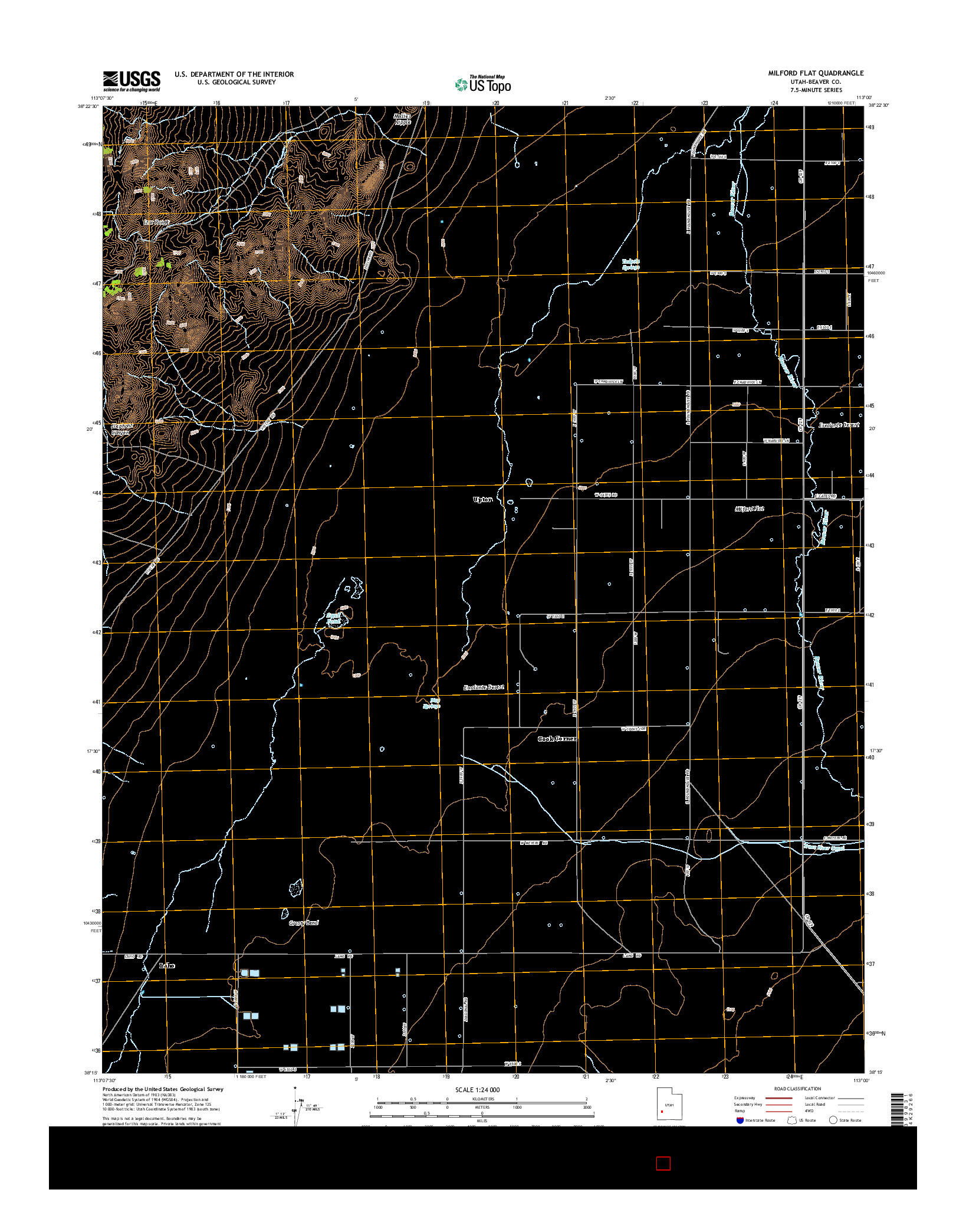 USGS US TOPO 7.5-MINUTE MAP FOR MILFORD FLAT, UT 2014