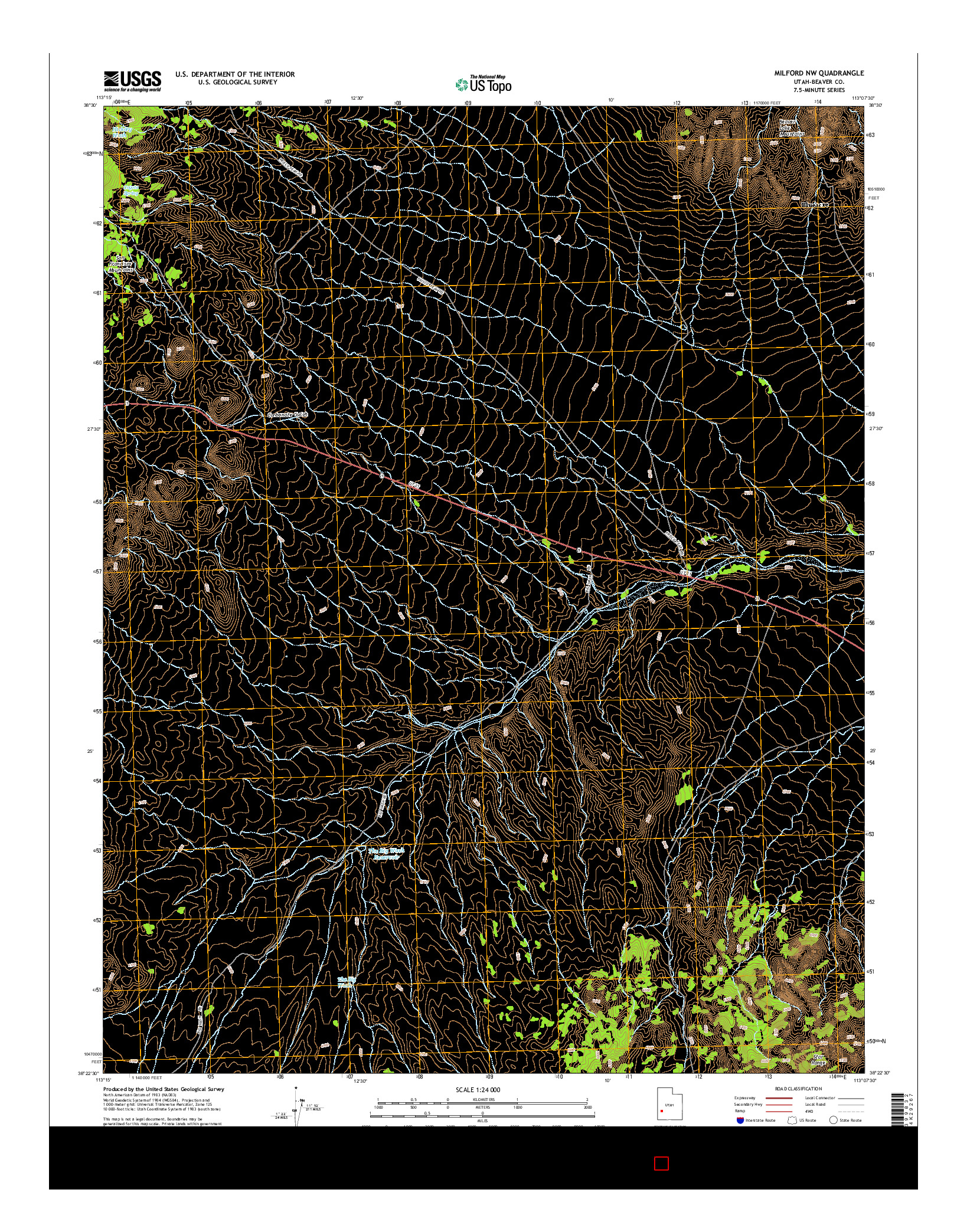 USGS US TOPO 7.5-MINUTE MAP FOR MILFORD NW, UT 2014