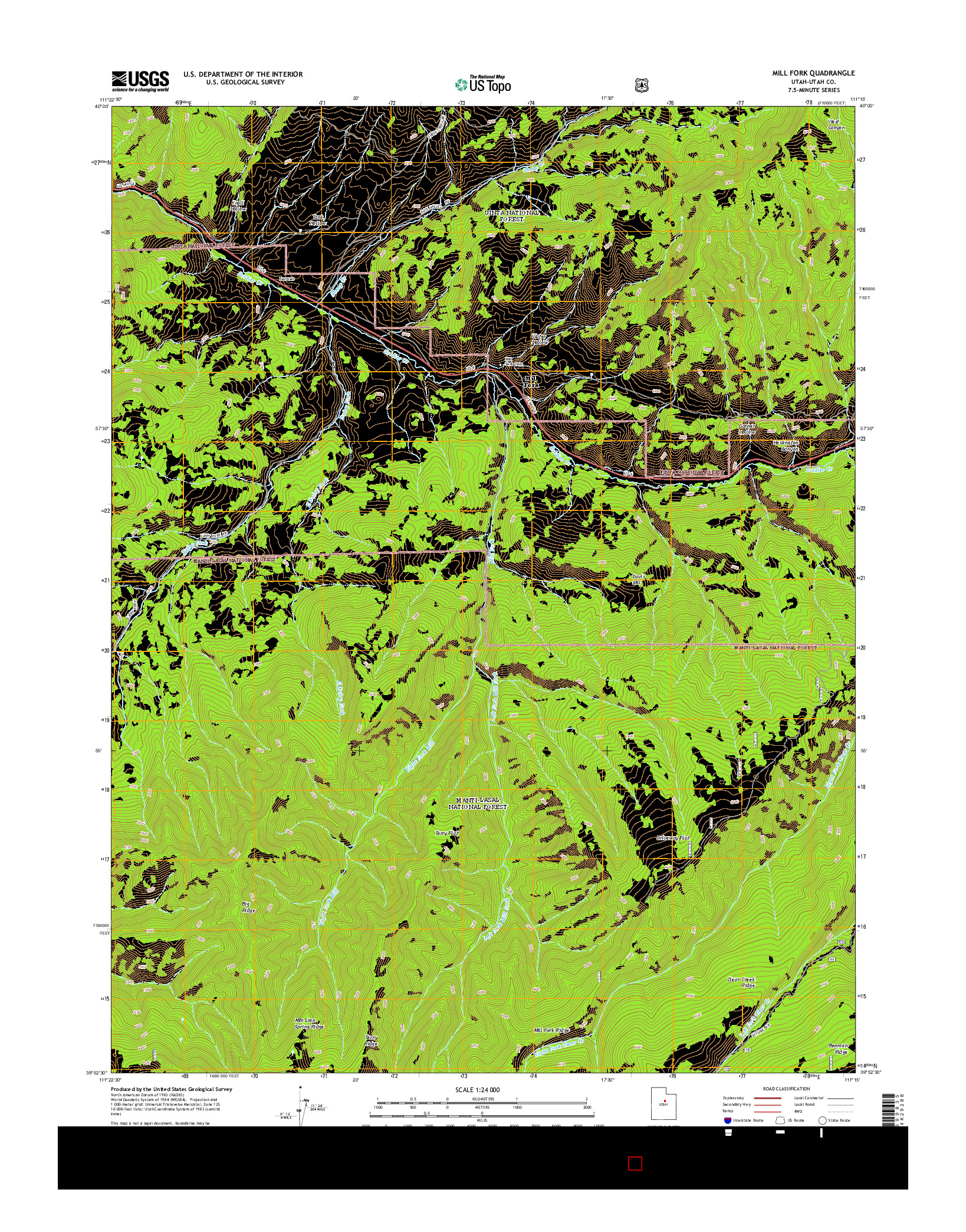 USGS US TOPO 7.5-MINUTE MAP FOR MILL FORK, UT 2014