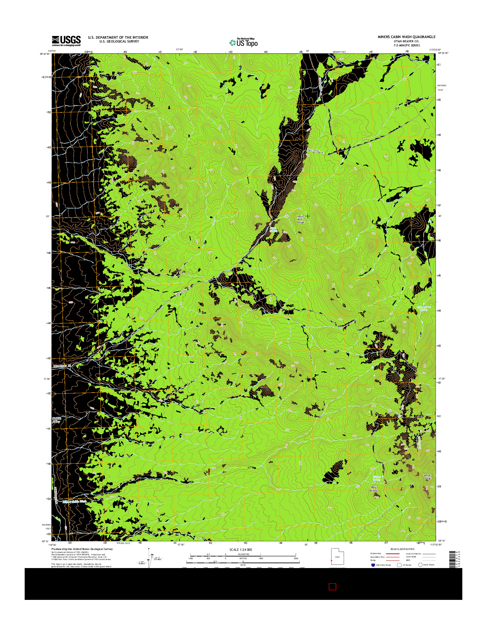 USGS US TOPO 7.5-MINUTE MAP FOR MINERS CABIN WASH, UT 2014