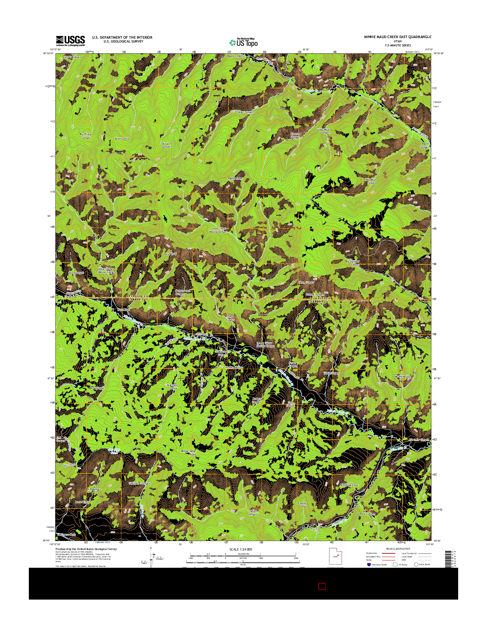 USGS US TOPO 7.5-MINUTE MAP FOR MINNIE MAUD CREEK EAST, UT 2014