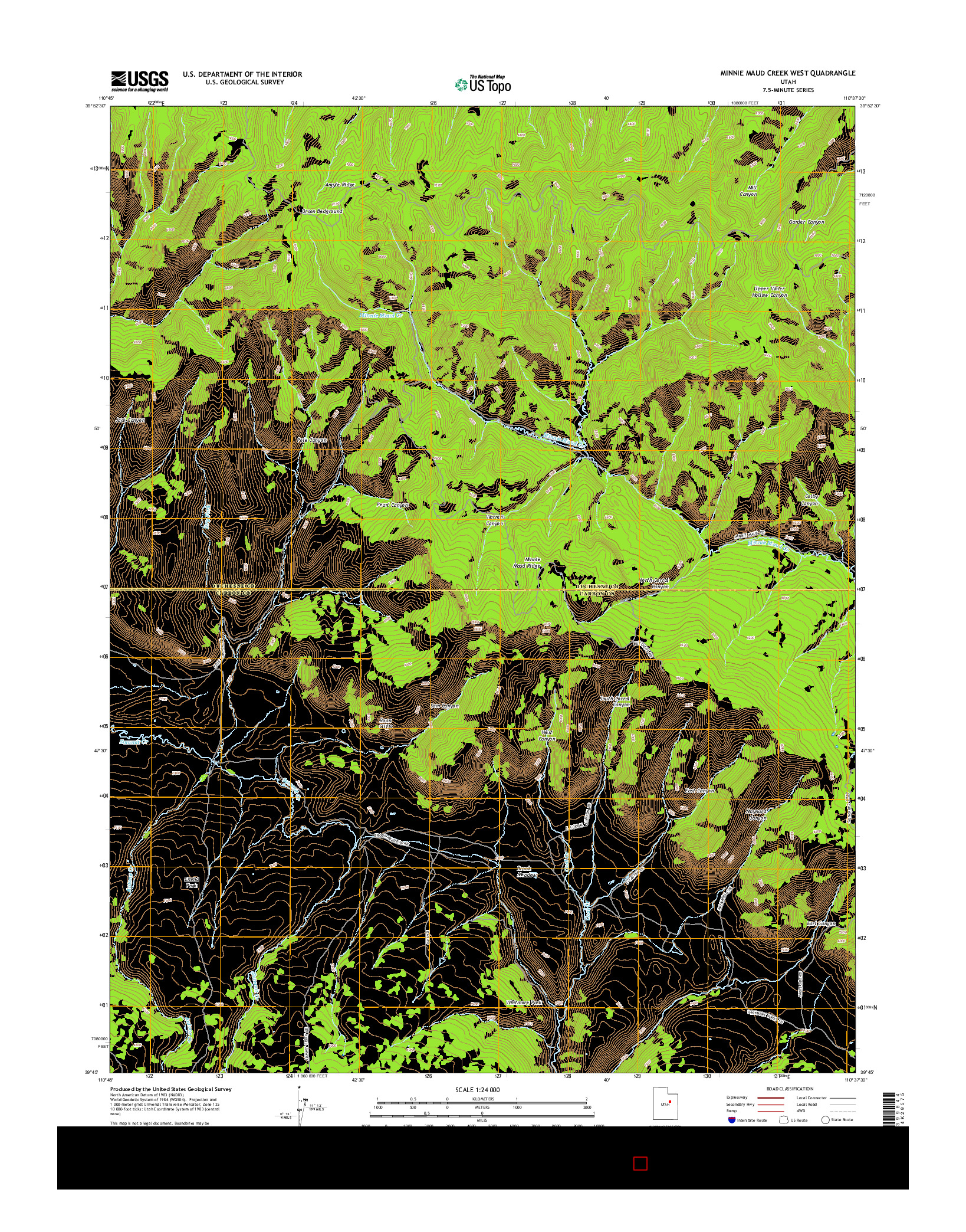 USGS US TOPO 7.5-MINUTE MAP FOR MINNIE MAUD CREEK WEST, UT 2014