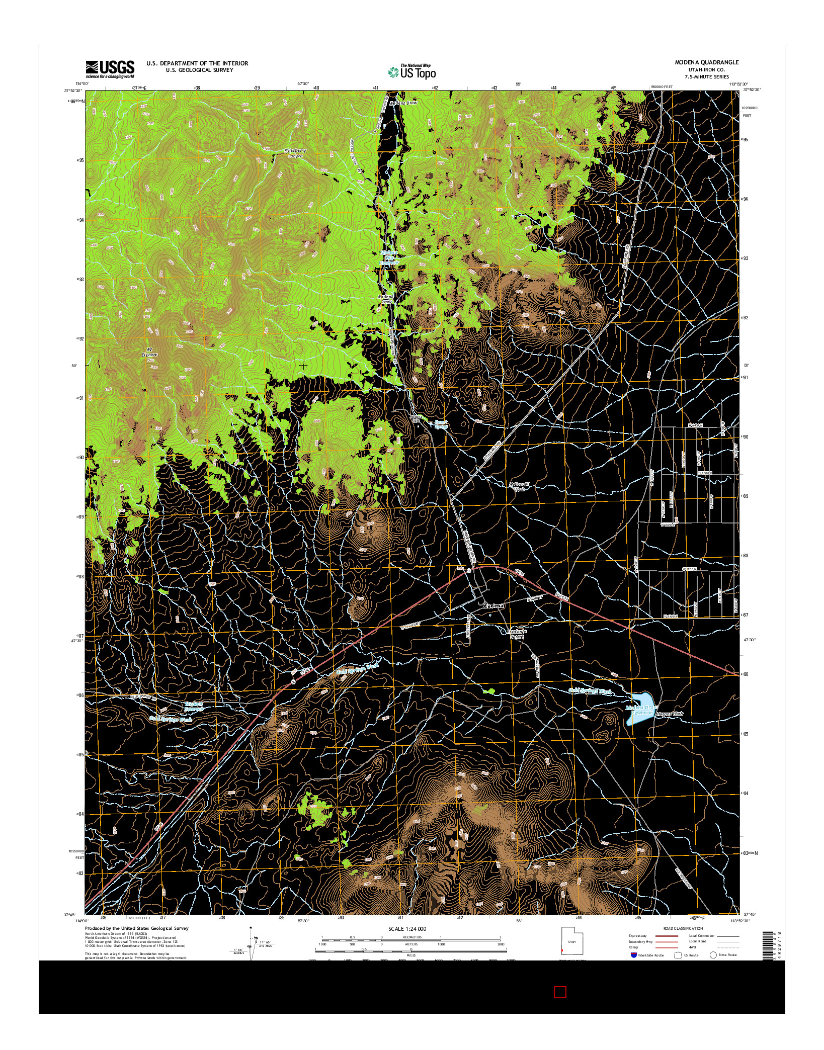 USGS US TOPO 7.5-MINUTE MAP FOR MODENA, UT 2014