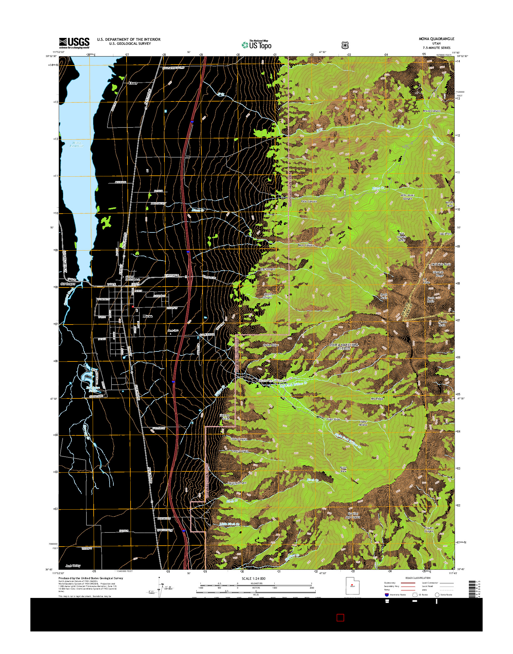 USGS US TOPO 7.5-MINUTE MAP FOR MONA, UT 2014