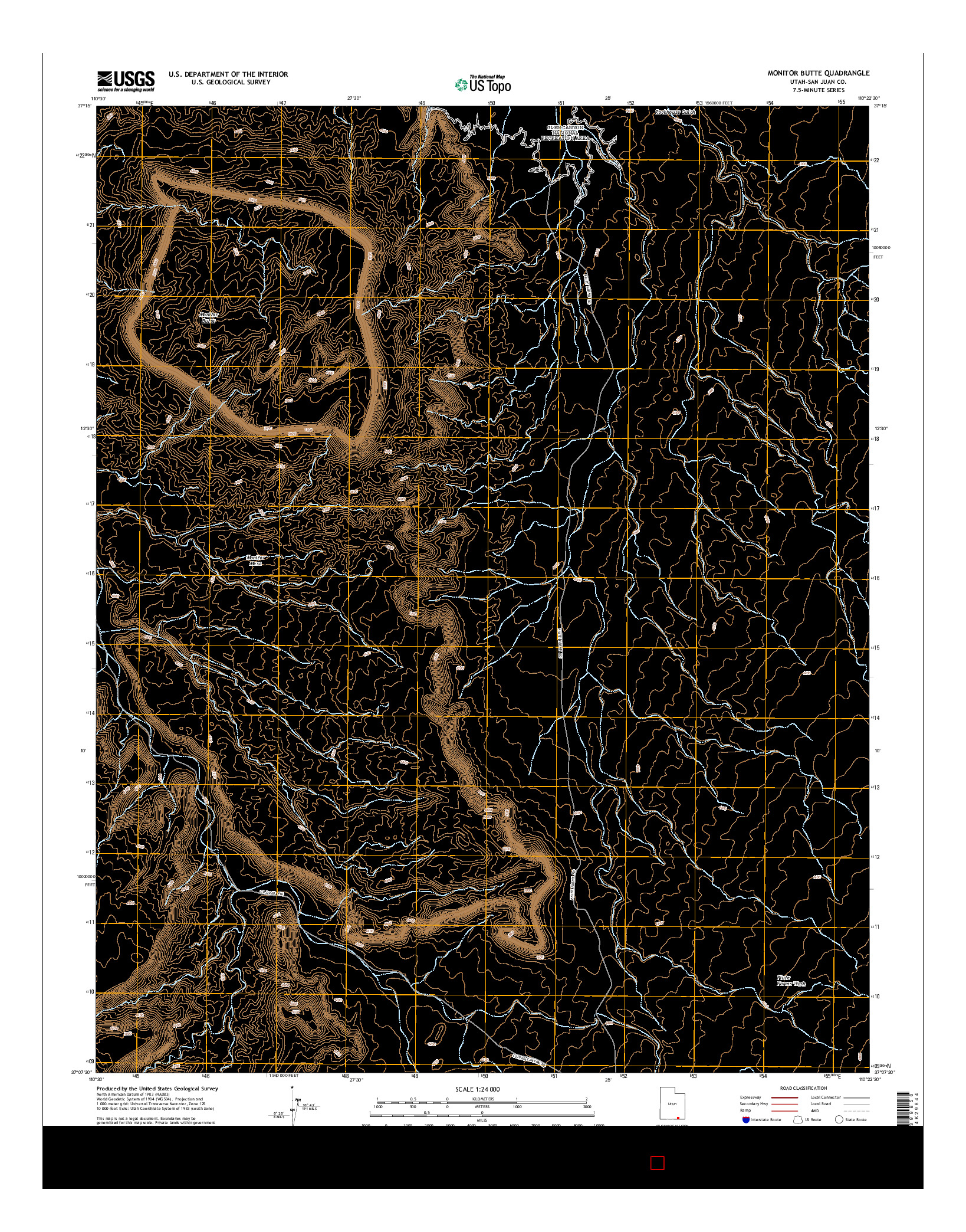USGS US TOPO 7.5-MINUTE MAP FOR MONITOR BUTTE, UT 2014