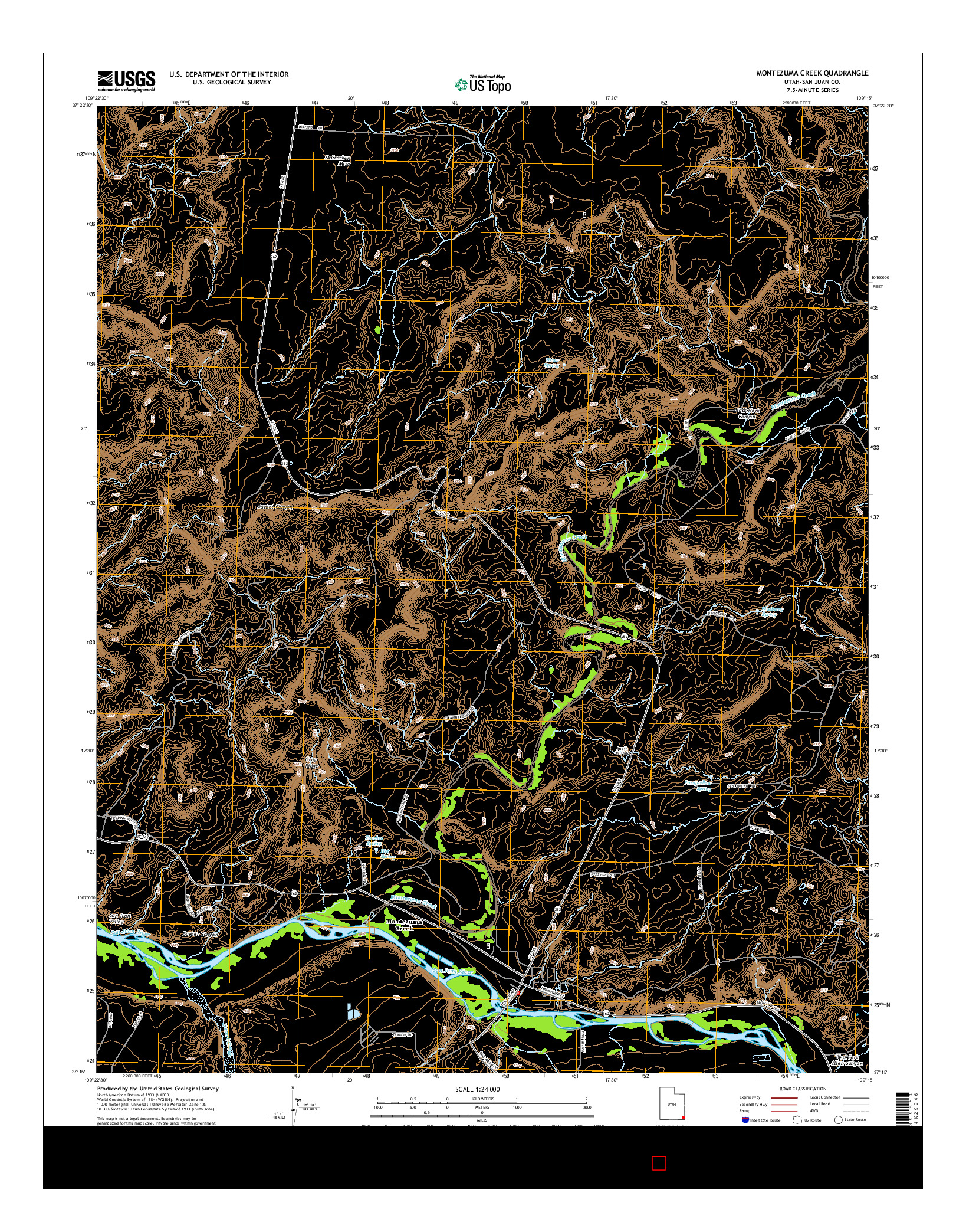 USGS US TOPO 7.5-MINUTE MAP FOR MONTEZUMA CREEK, UT 2014