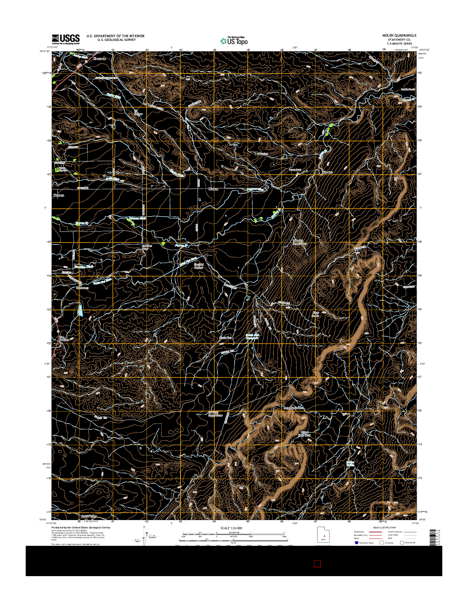 USGS US TOPO 7.5-MINUTE MAP FOR MOLEN, UT 2014