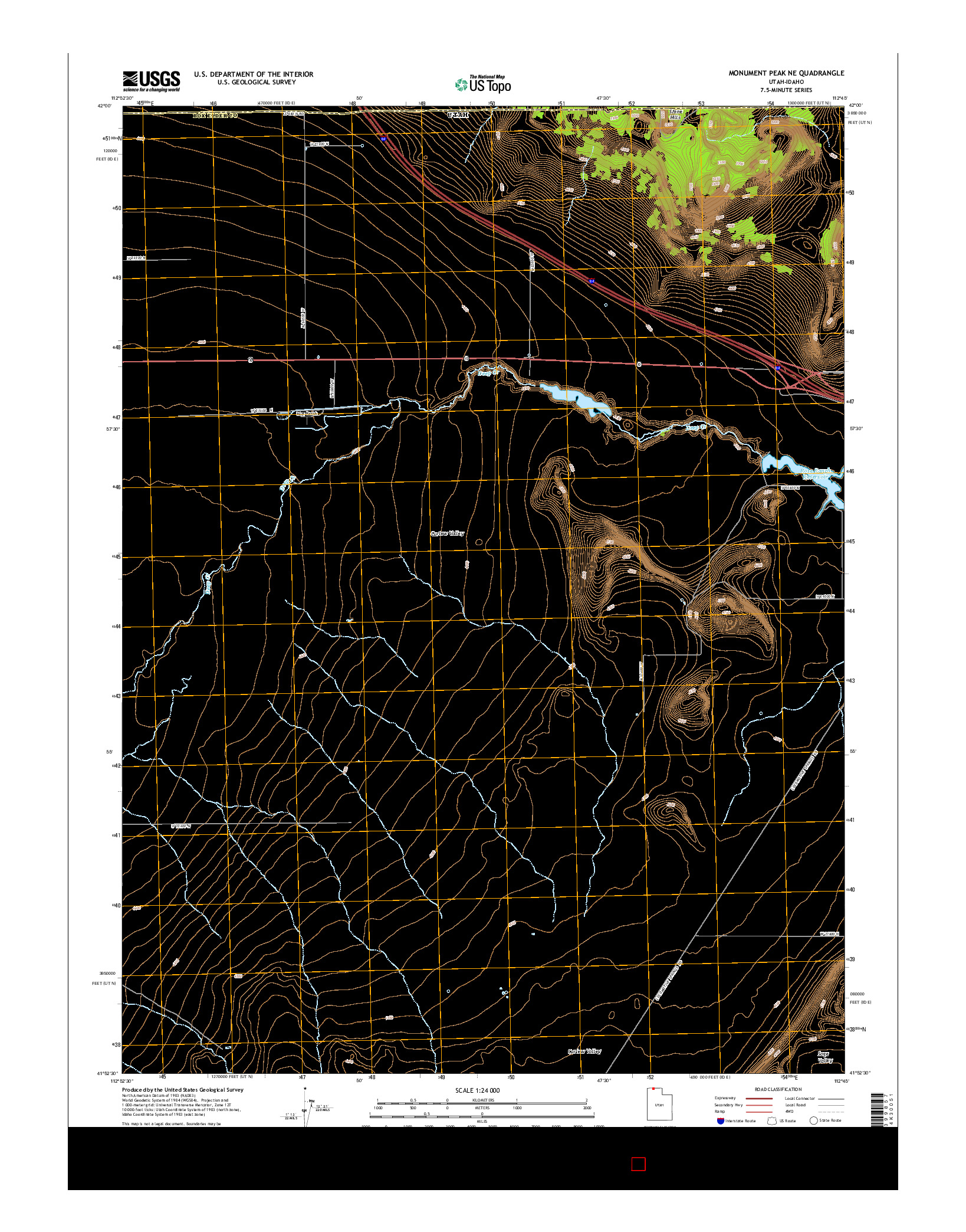 USGS US TOPO 7.5-MINUTE MAP FOR MONUMENT PEAK NE, UT-ID 2014