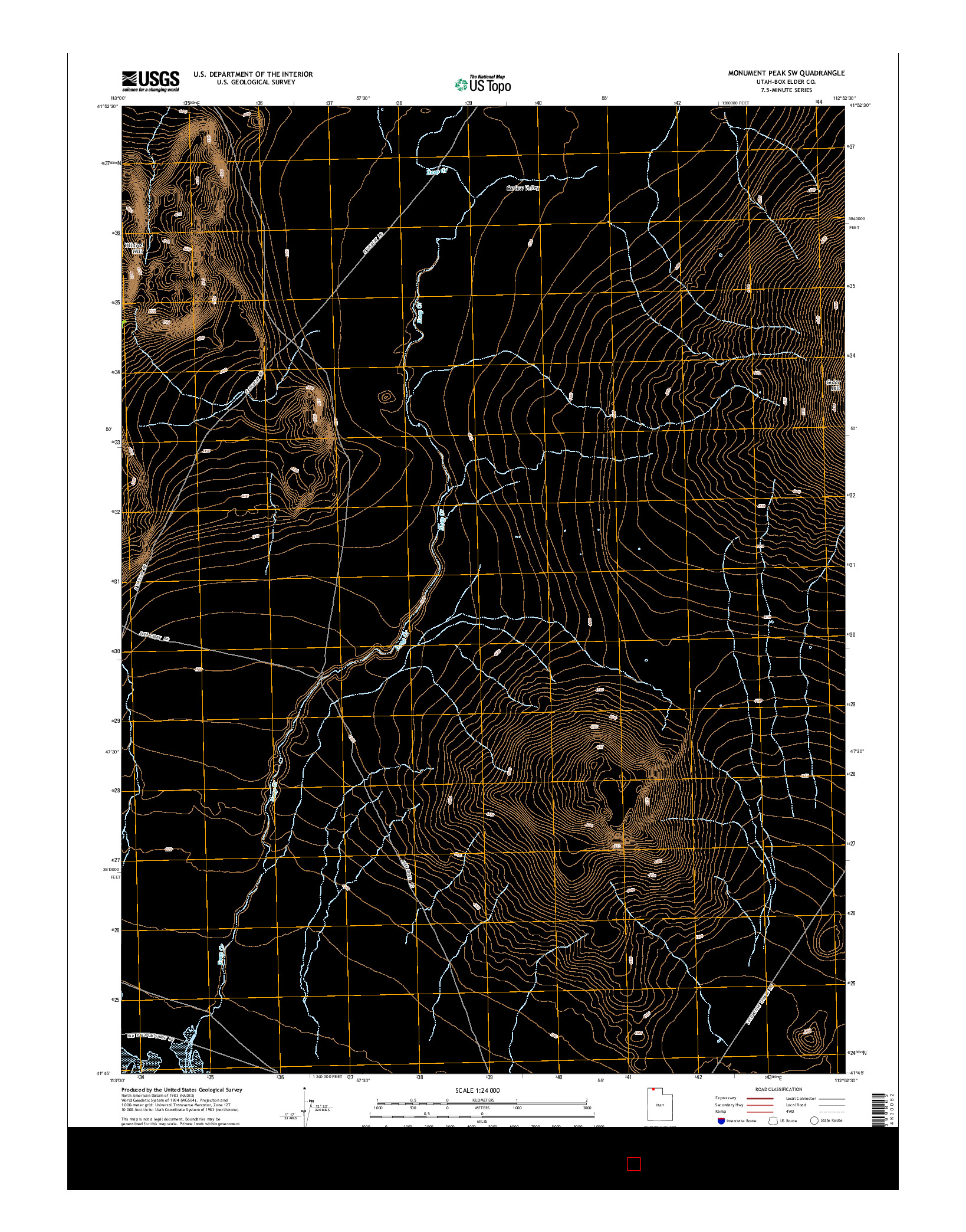 USGS US TOPO 7.5-MINUTE MAP FOR MONUMENT PEAK SW, UT 2014