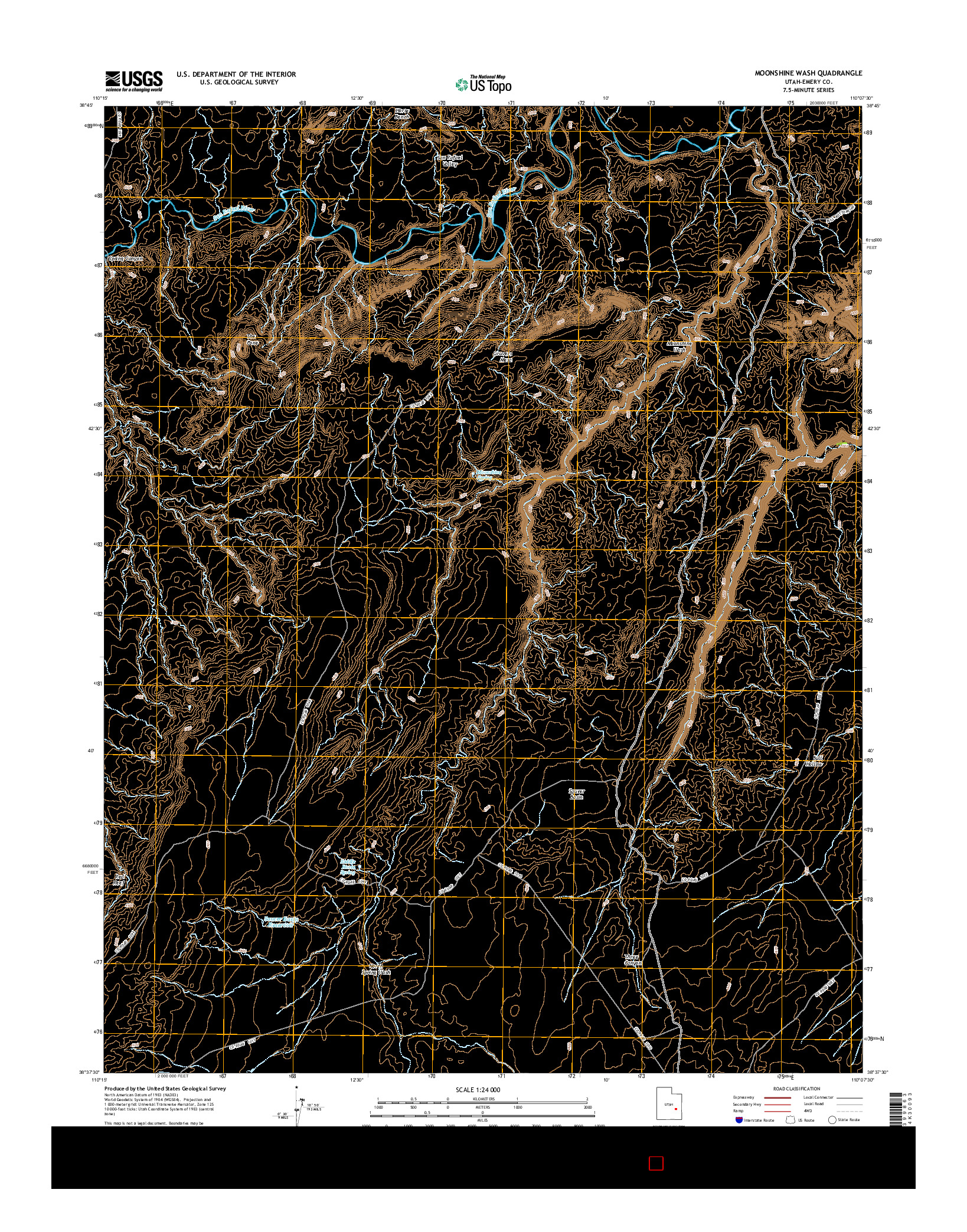 USGS US TOPO 7.5-MINUTE MAP FOR MOONSHINE WASH, UT 2014