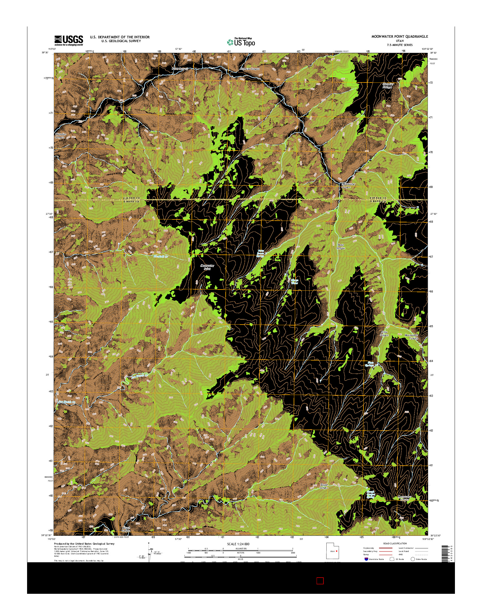 USGS US TOPO 7.5-MINUTE MAP FOR MOONWATER POINT, UT 2014