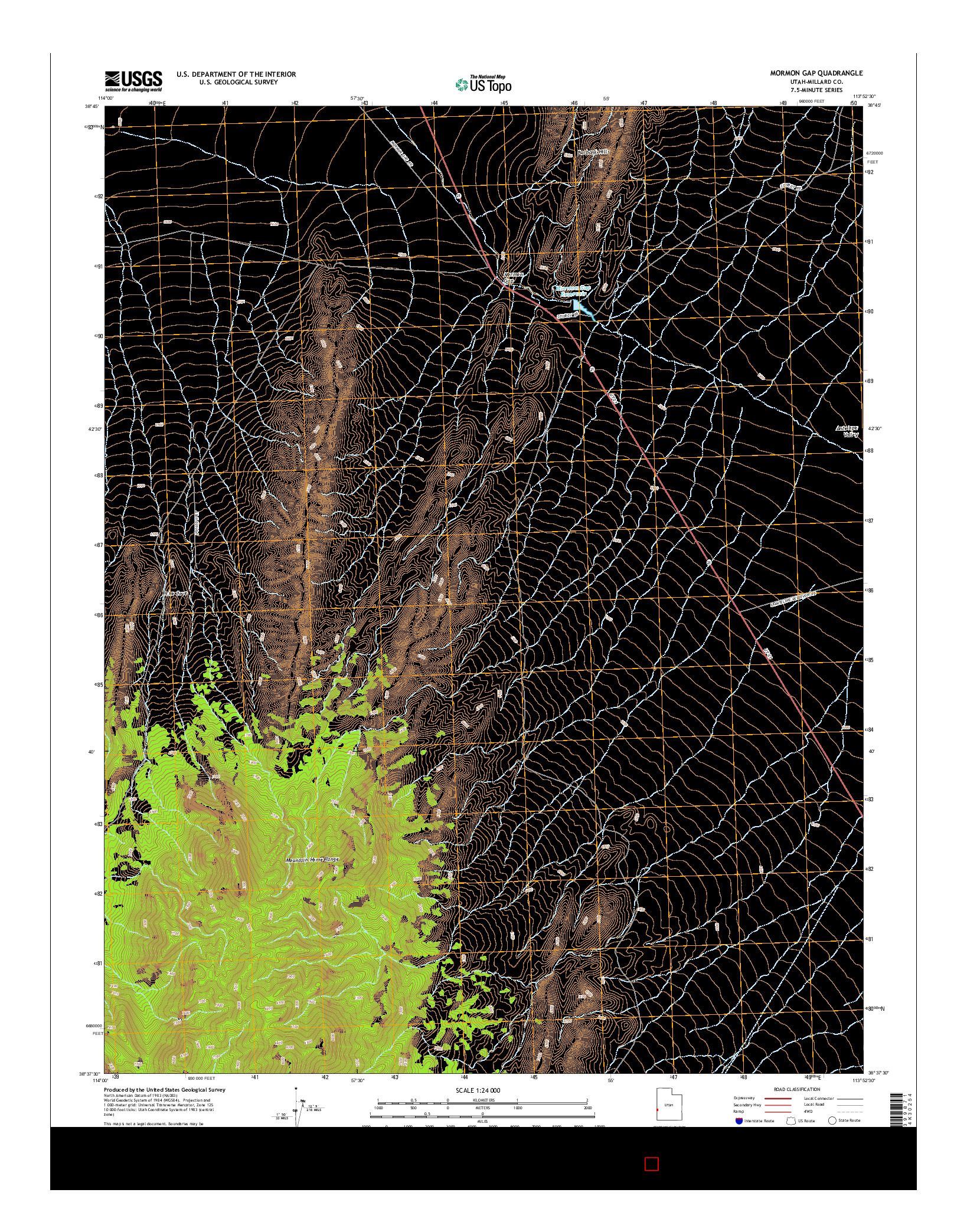 USGS US TOPO 7.5-MINUTE MAP FOR MORMON GAP, UT 2014
