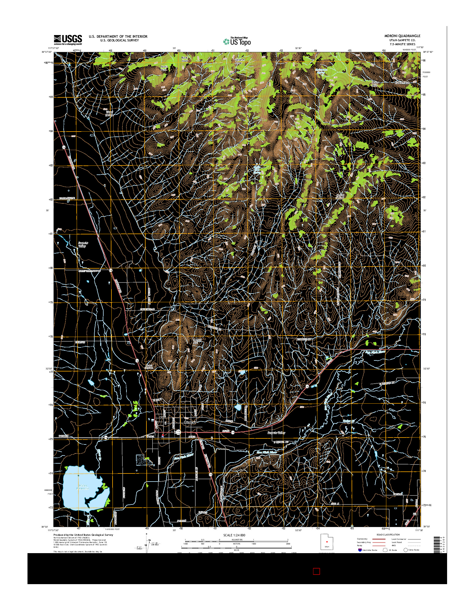 USGS US TOPO 7.5-MINUTE MAP FOR MORONI, UT 2014