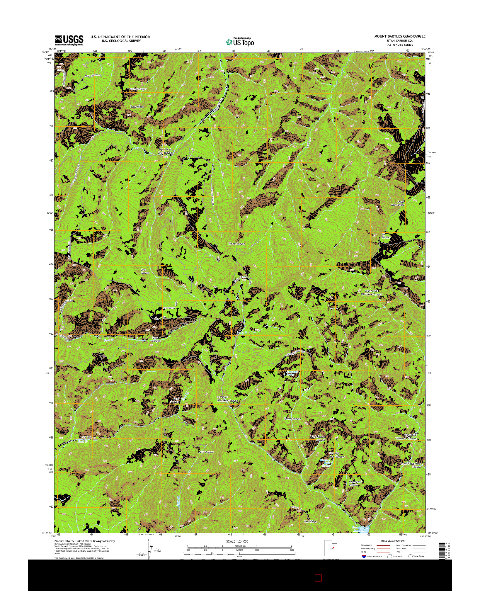 USGS US TOPO 7.5-MINUTE MAP FOR MOUNT BARTLES, UT 2014