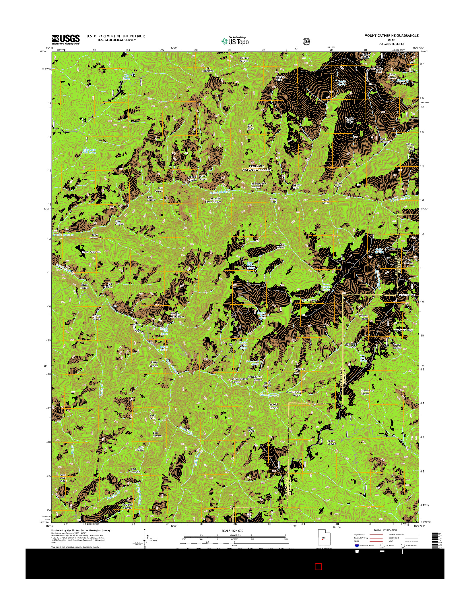 USGS US TOPO 7.5-MINUTE MAP FOR MOUNT CATHERINE, UT 2014