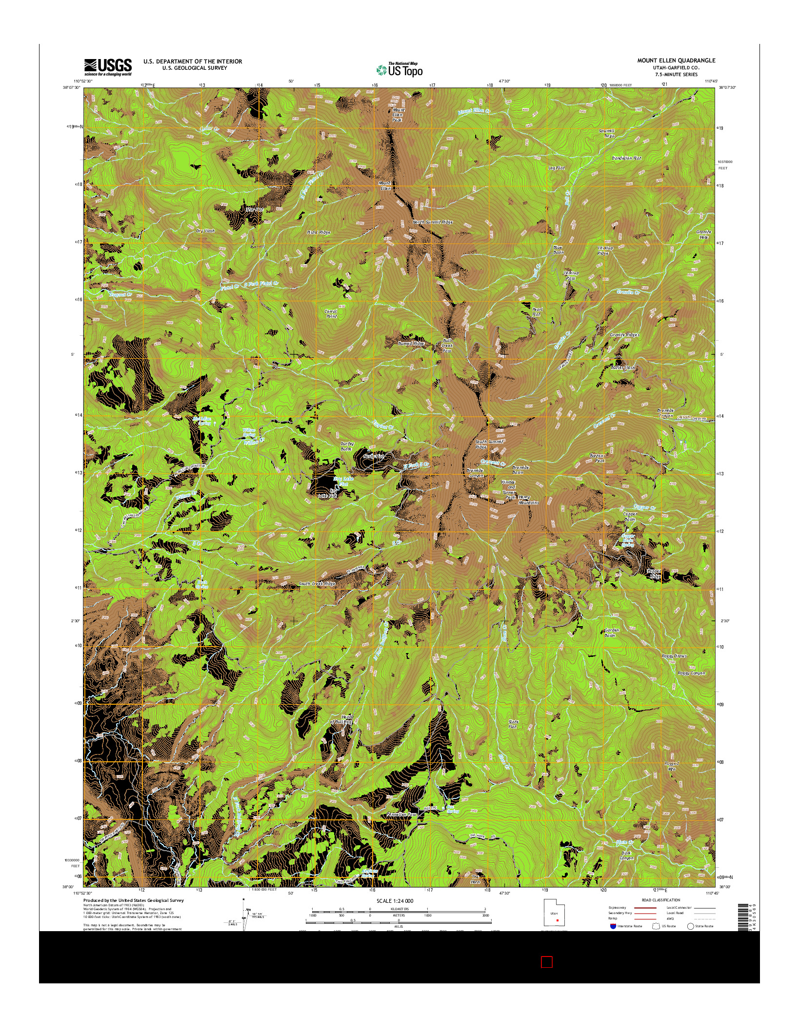 USGS US TOPO 7.5-MINUTE MAP FOR MOUNT ELLEN, UT 2014