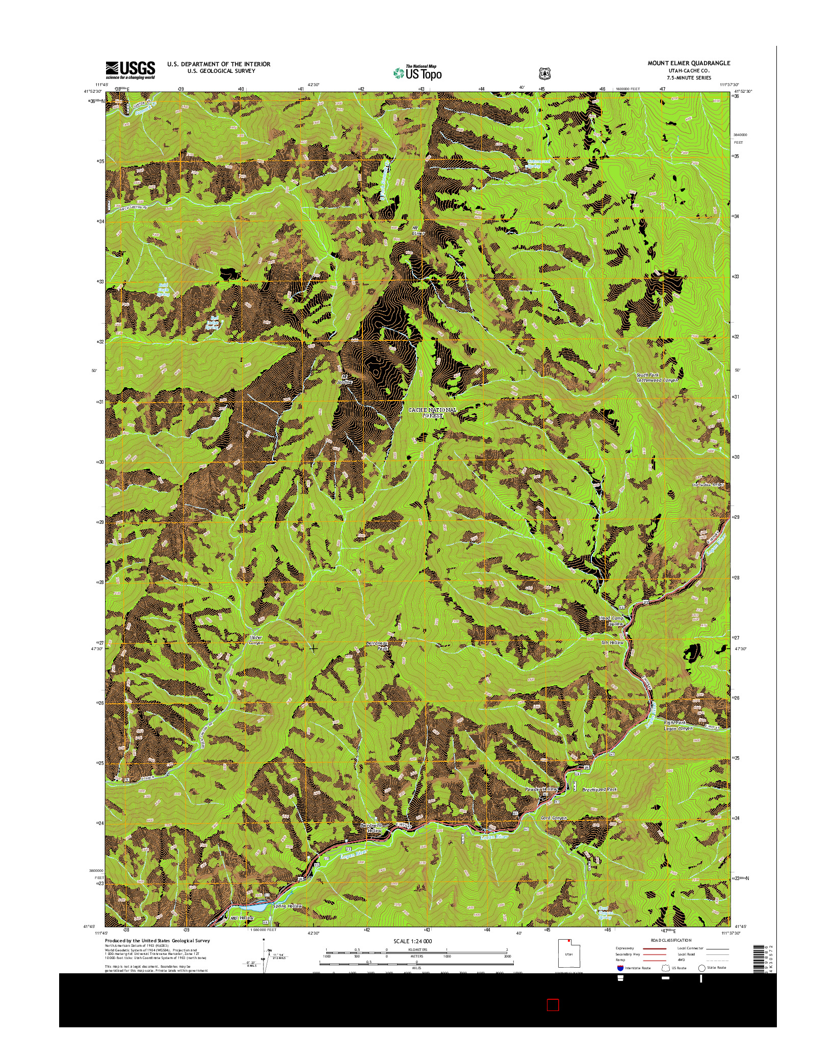 USGS US TOPO 7.5-MINUTE MAP FOR MOUNT ELMER, UT 2014