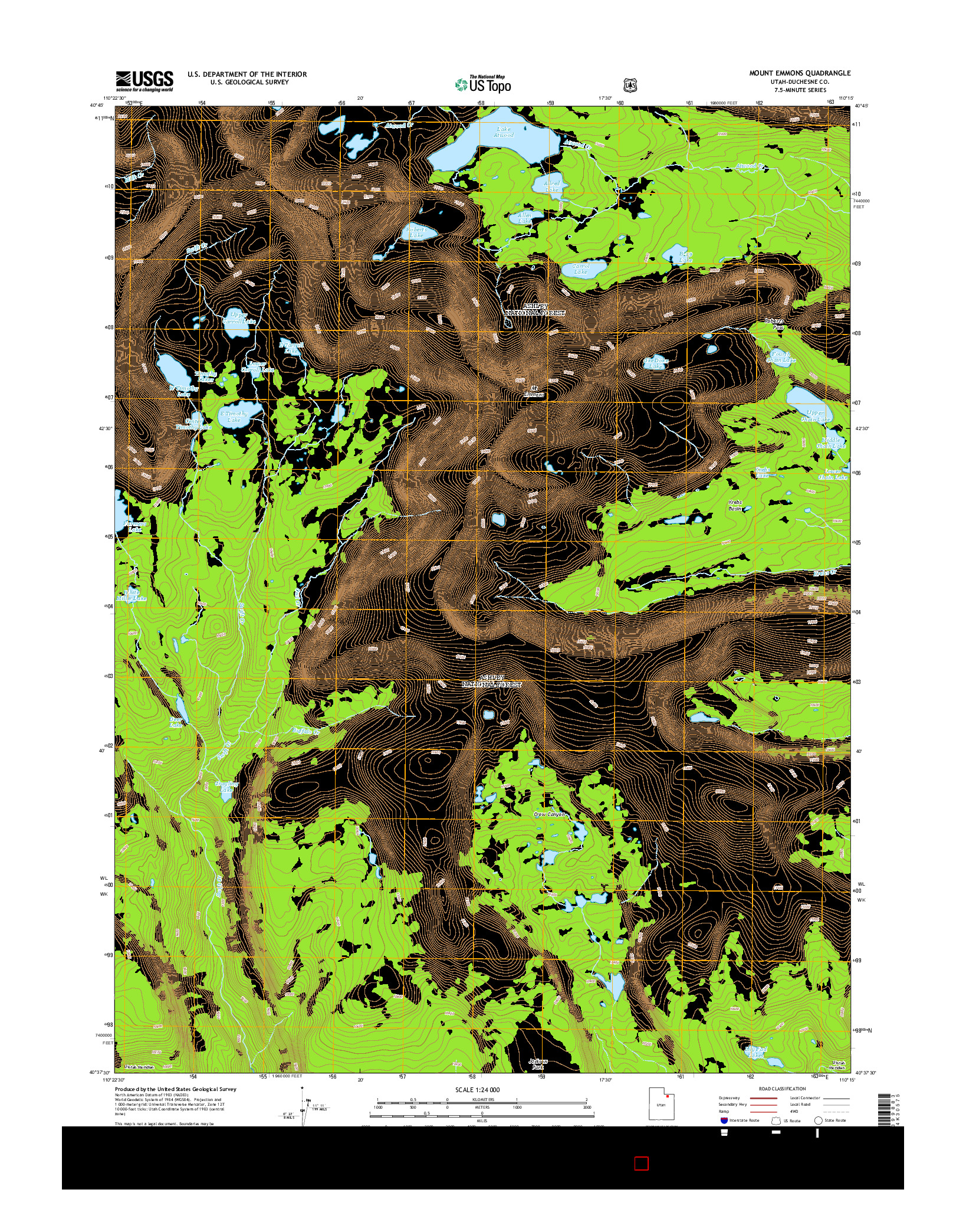 USGS US TOPO 7.5-MINUTE MAP FOR MOUNT EMMONS, UT 2014