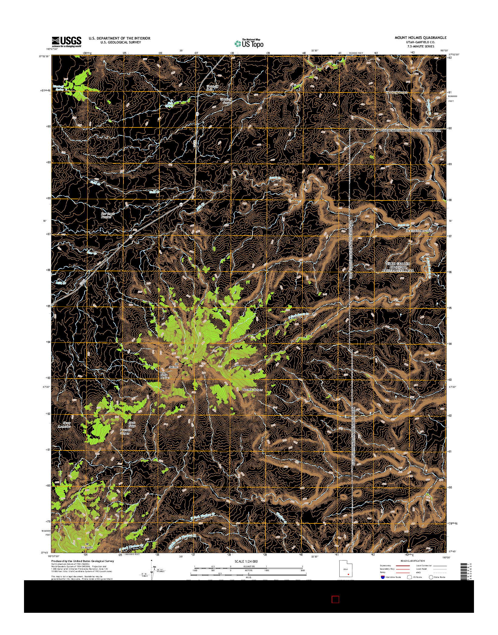 USGS US TOPO 7.5-MINUTE MAP FOR MOUNT HOLMES, UT 2014