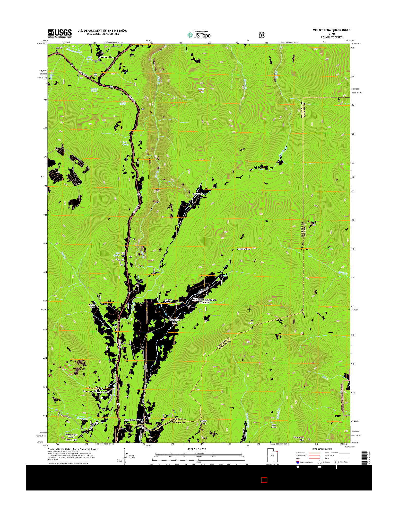 USGS US TOPO 7.5-MINUTE MAP FOR MOUNT LENA, UT 2014