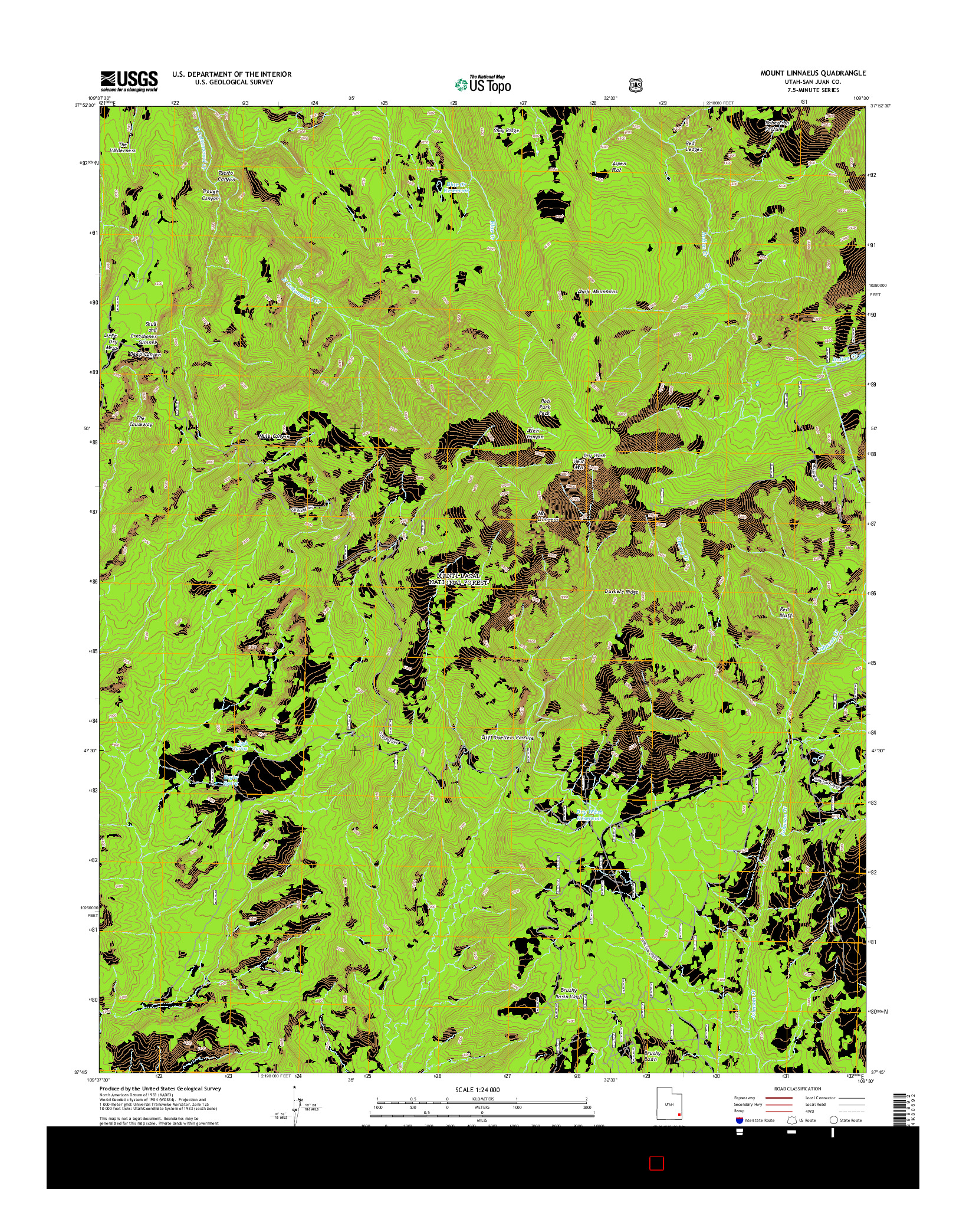 USGS US TOPO 7.5-MINUTE MAP FOR MOUNT LINNAEUS, UT 2014