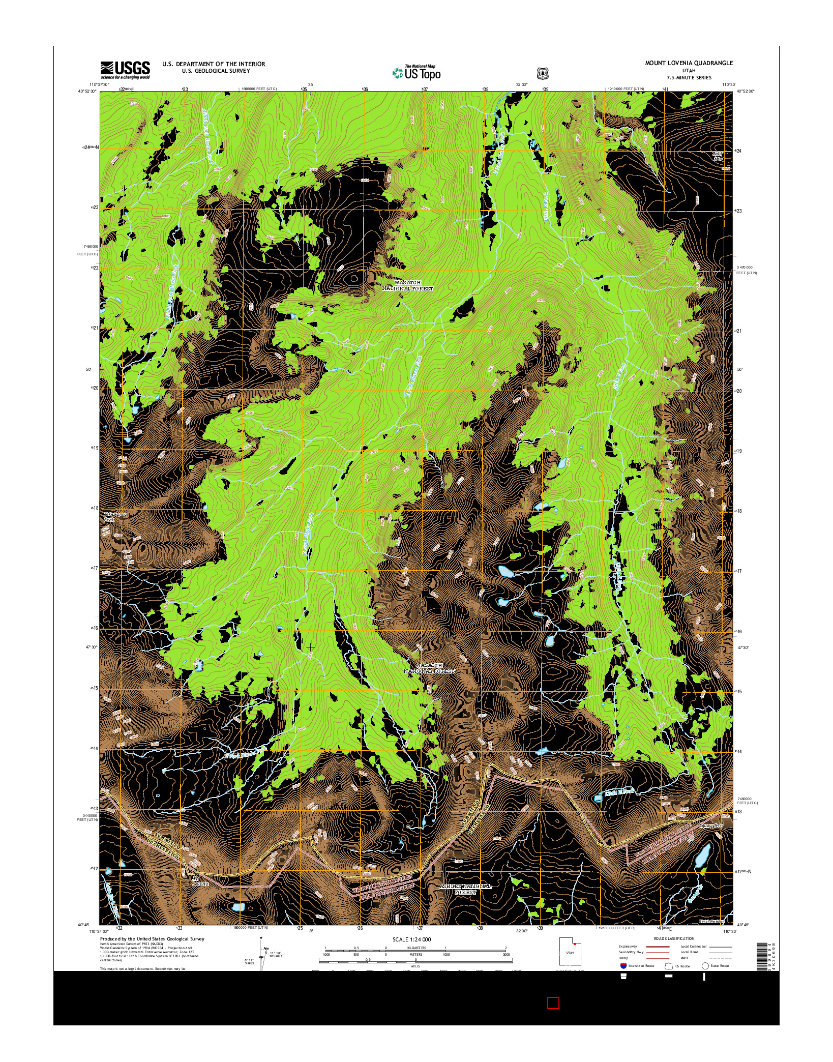 USGS US TOPO 7.5-MINUTE MAP FOR MOUNT LOVENIA, UT 2014
