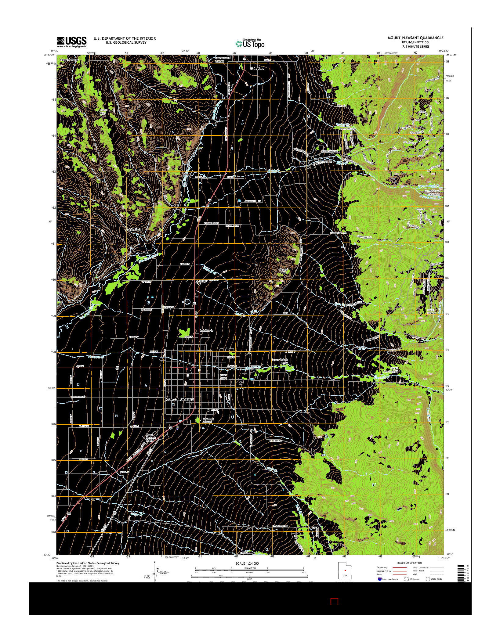 USGS US TOPO 7.5-MINUTE MAP FOR MOUNT PLEASANT, UT 2014