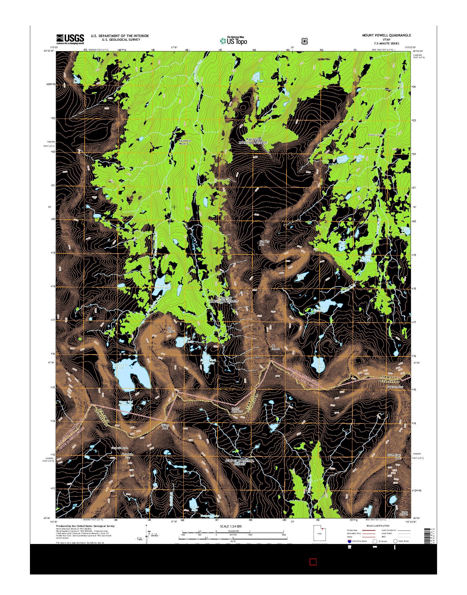 USGS US TOPO 7.5-MINUTE MAP FOR MOUNT POWELL, UT 2014