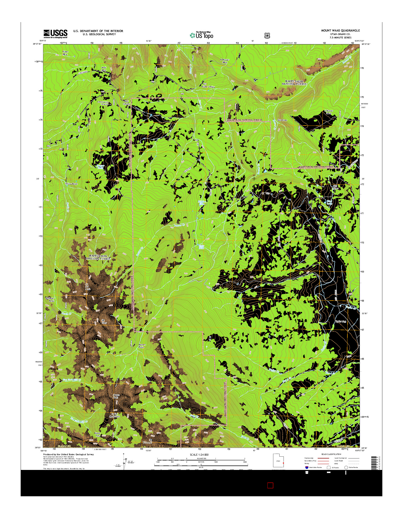 USGS US TOPO 7.5-MINUTE MAP FOR MOUNT WAAS, UT 2014