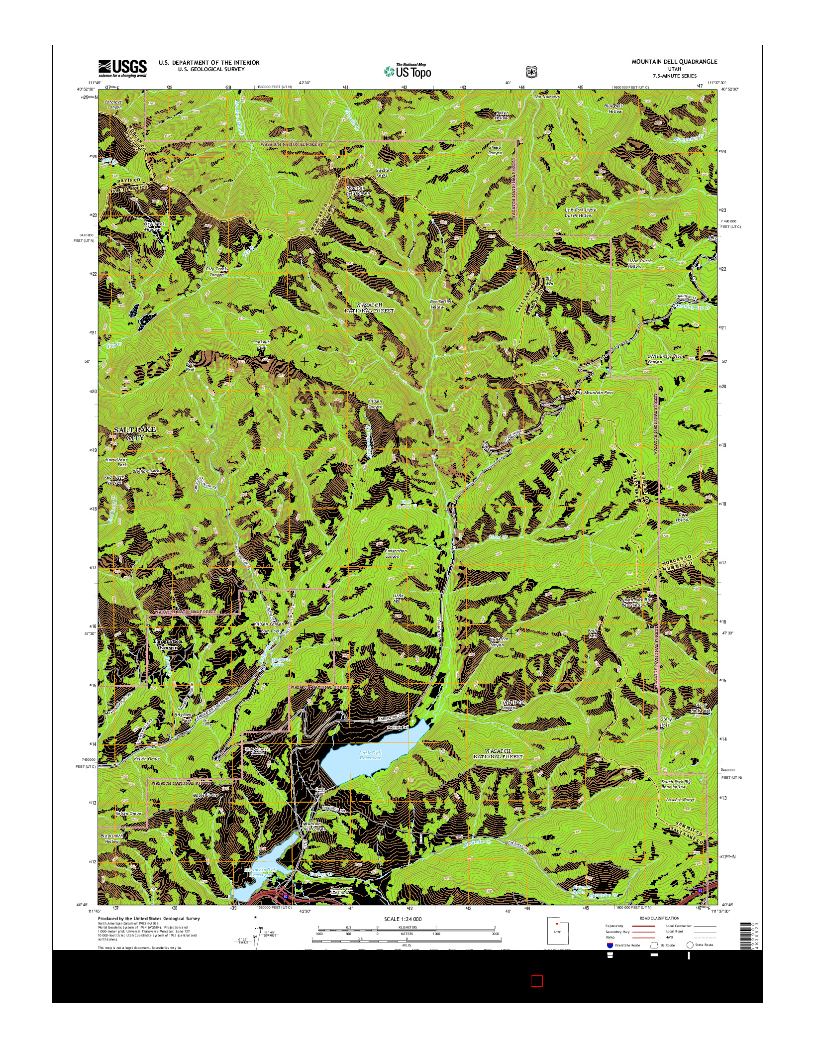 USGS US TOPO 7.5-MINUTE MAP FOR MOUNTAIN DELL, UT 2014