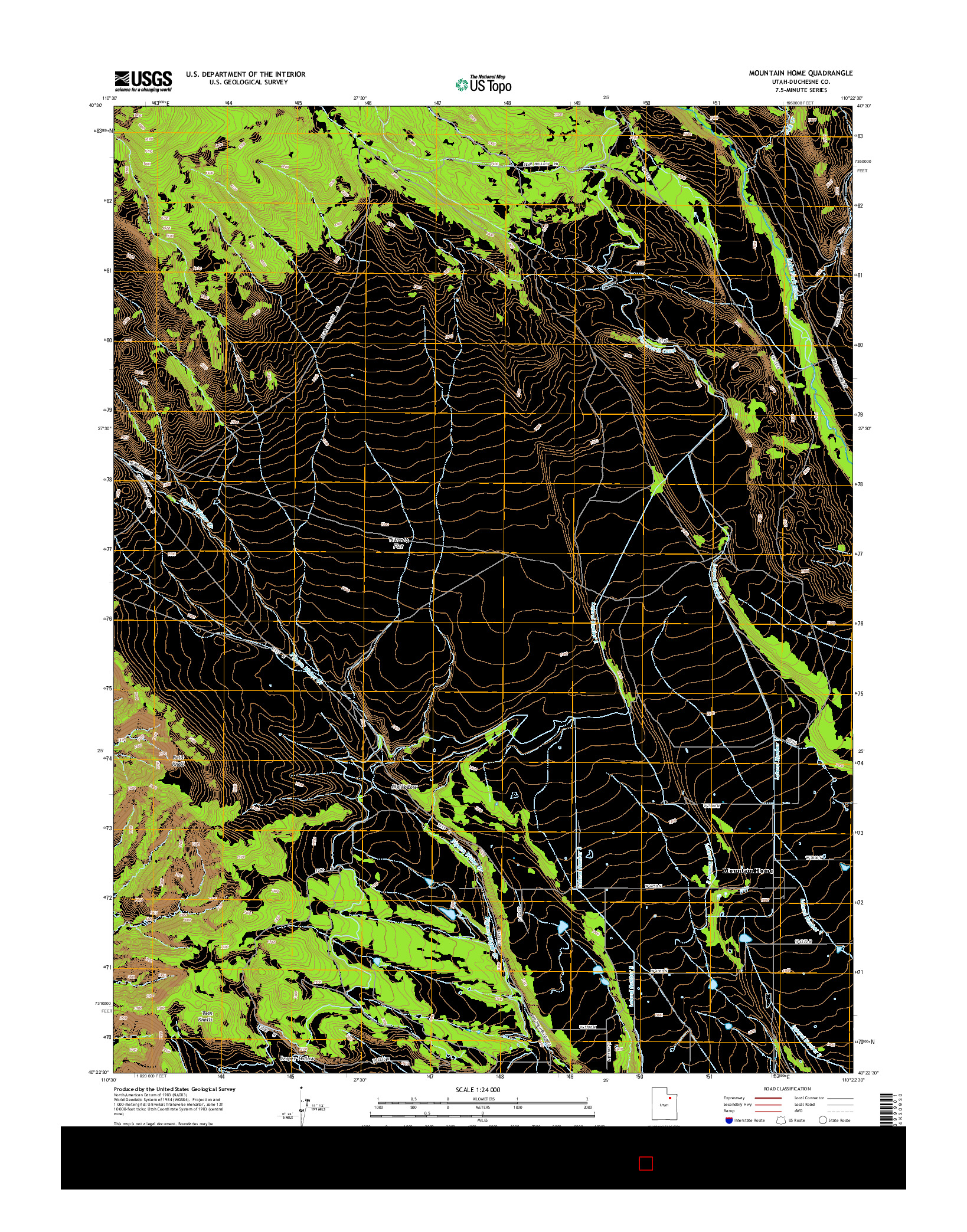 USGS US TOPO 7.5-MINUTE MAP FOR MOUNTAIN HOME, UT 2014