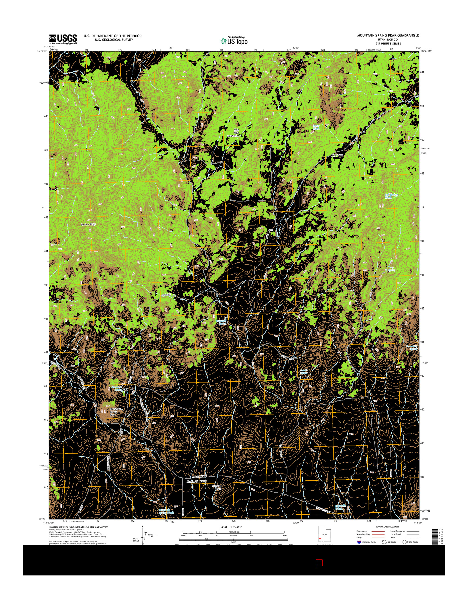 USGS US TOPO 7.5-MINUTE MAP FOR MOUNTAIN SPRING PEAK, UT 2014