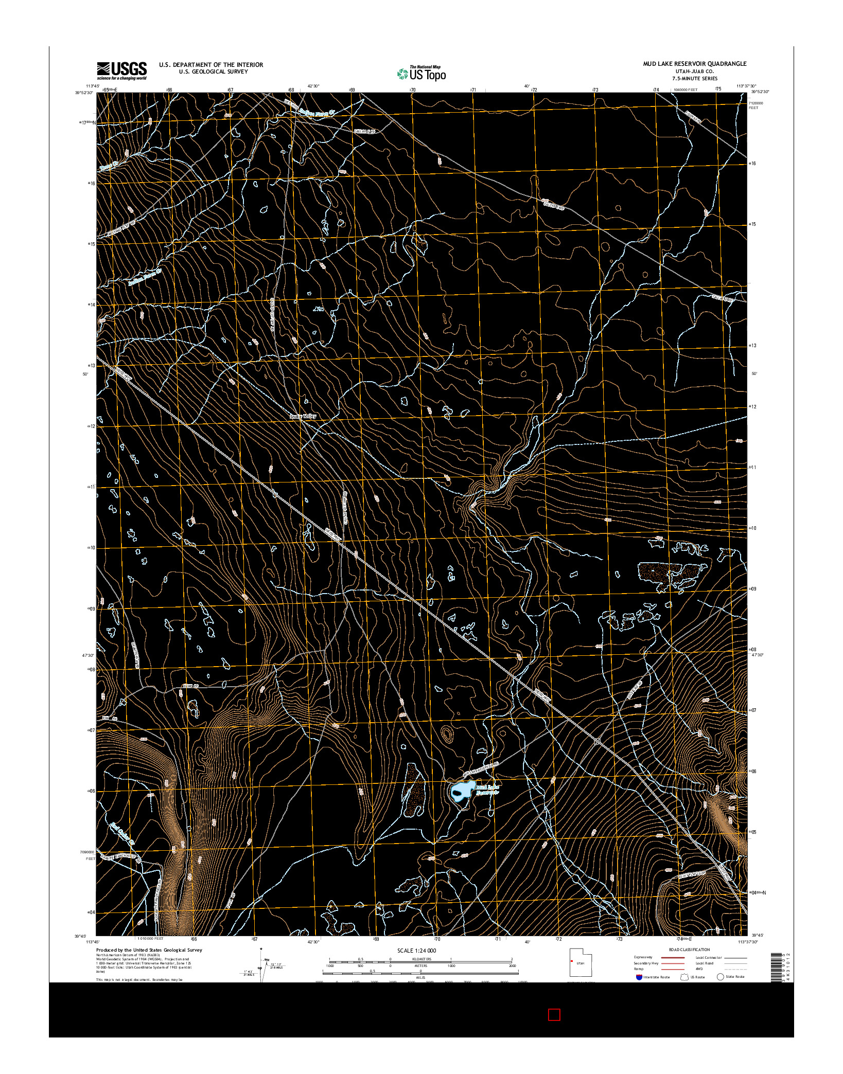 USGS US TOPO 7.5-MINUTE MAP FOR MUD LAKE RESERVOIR, UT 2014