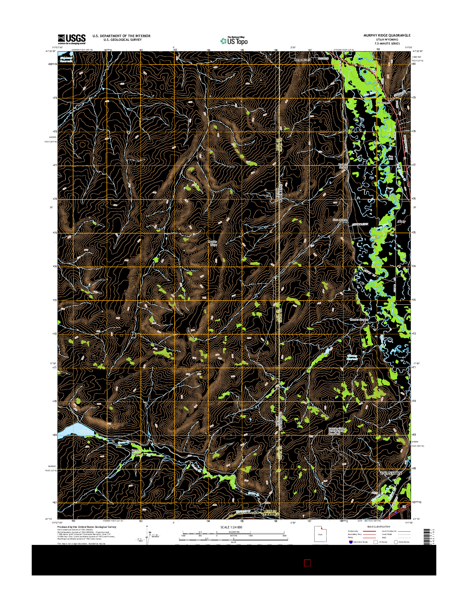 USGS US TOPO 7.5-MINUTE MAP FOR MURPHY RIDGE, UT-WY 2014