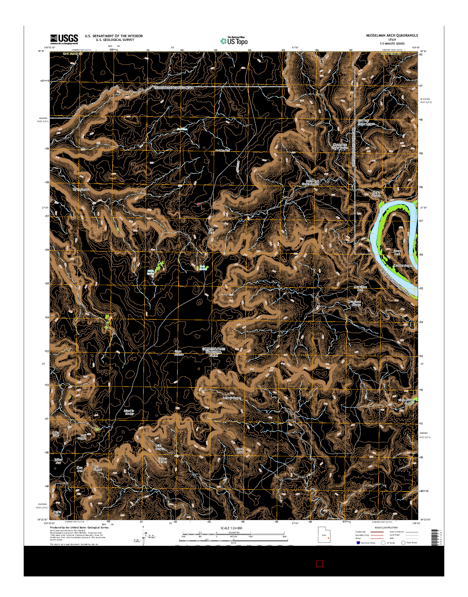 USGS US TOPO 7.5-MINUTE MAP FOR MUSSELMAN ARCH, UT 2014