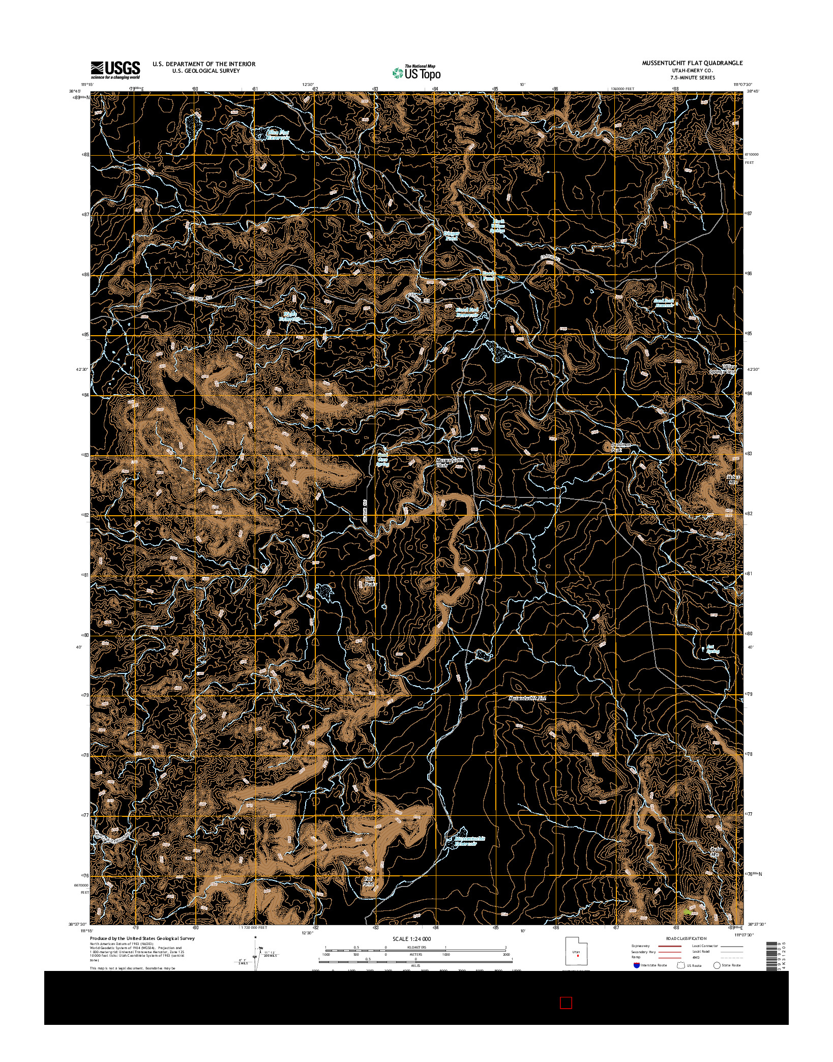 USGS US TOPO 7.5-MINUTE MAP FOR MUSSENTUCHIT FLAT, UT 2014