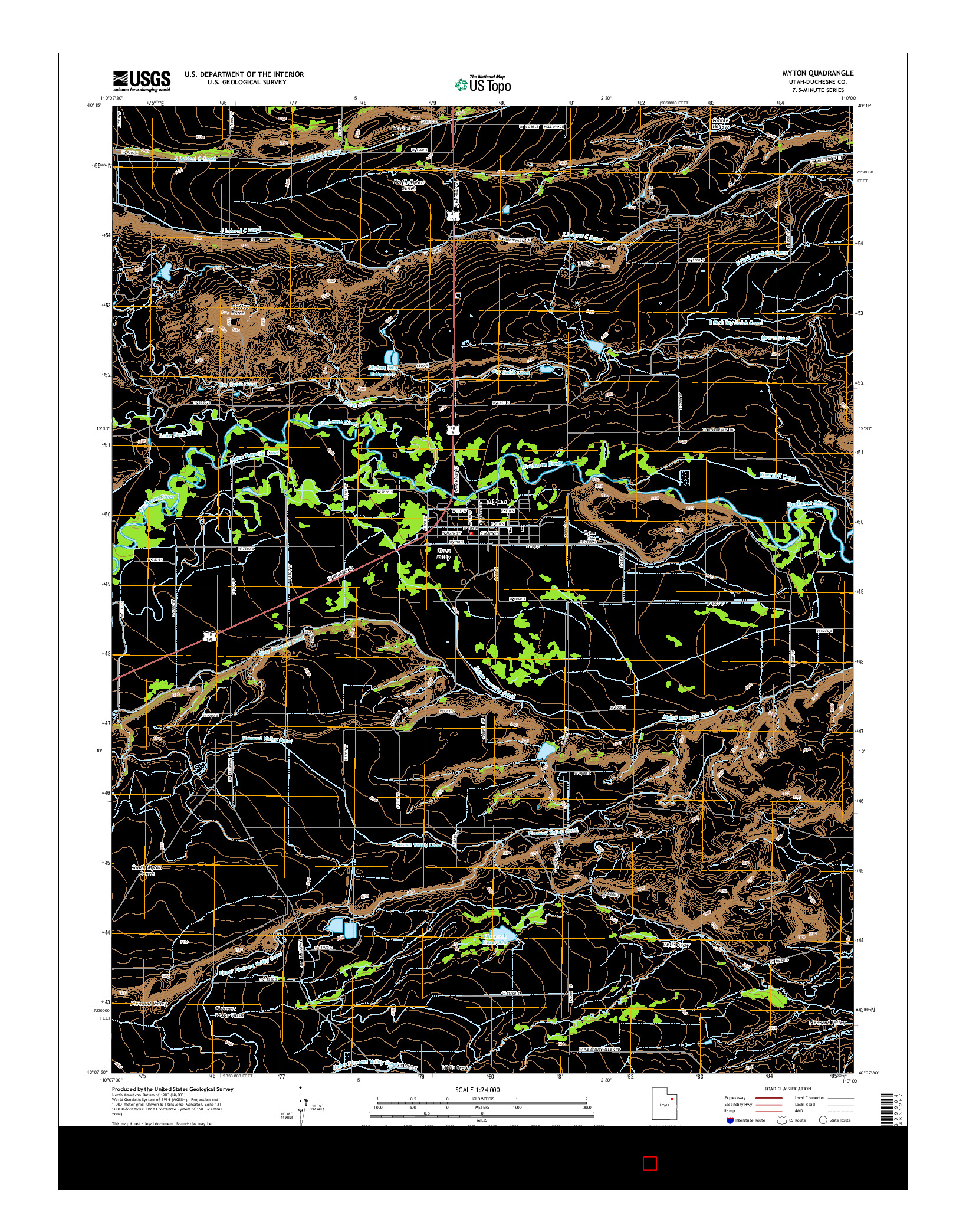 USGS US TOPO 7.5-MINUTE MAP FOR MYTON, UT 2014