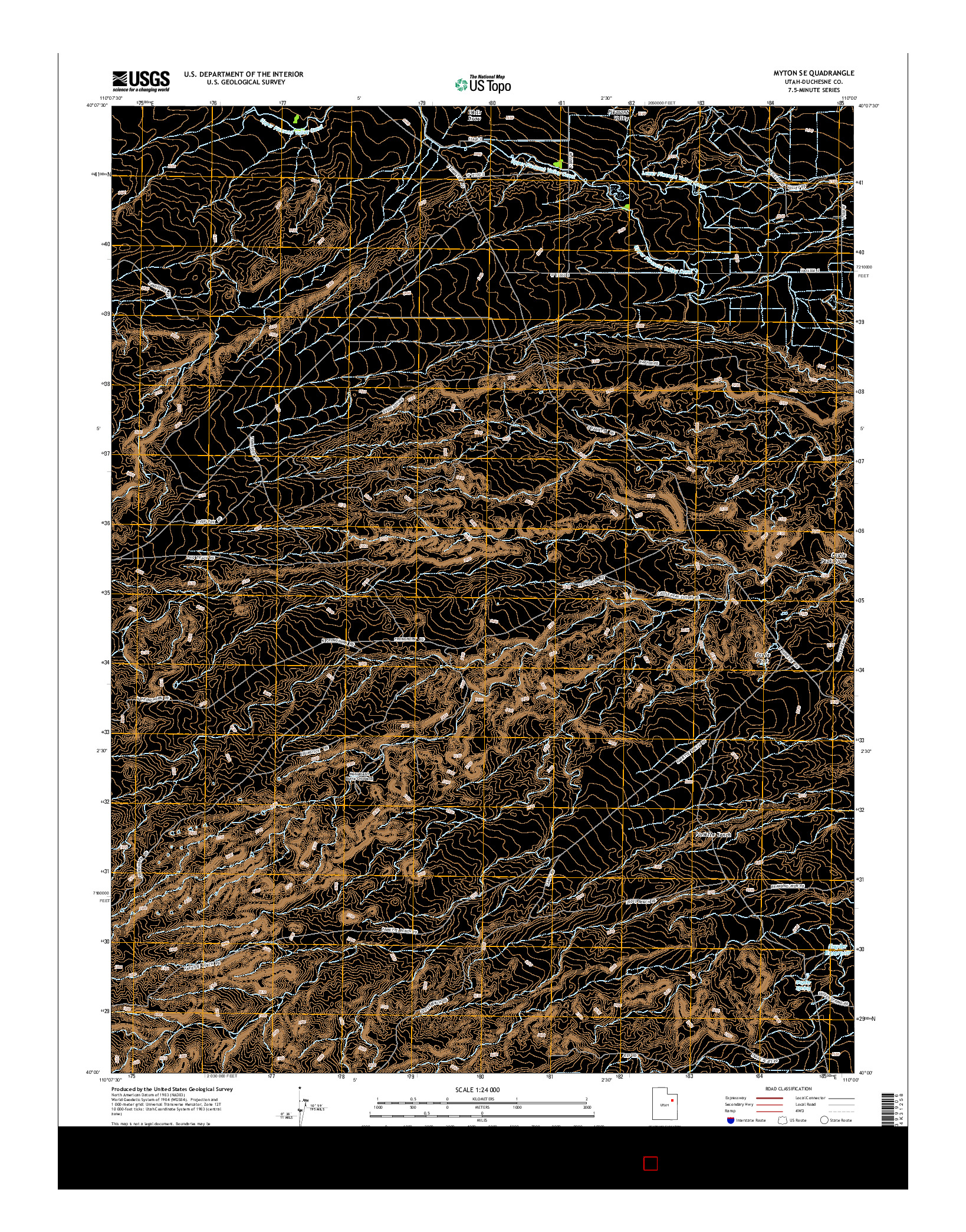 USGS US TOPO 7.5-MINUTE MAP FOR MYTON SE, UT 2014