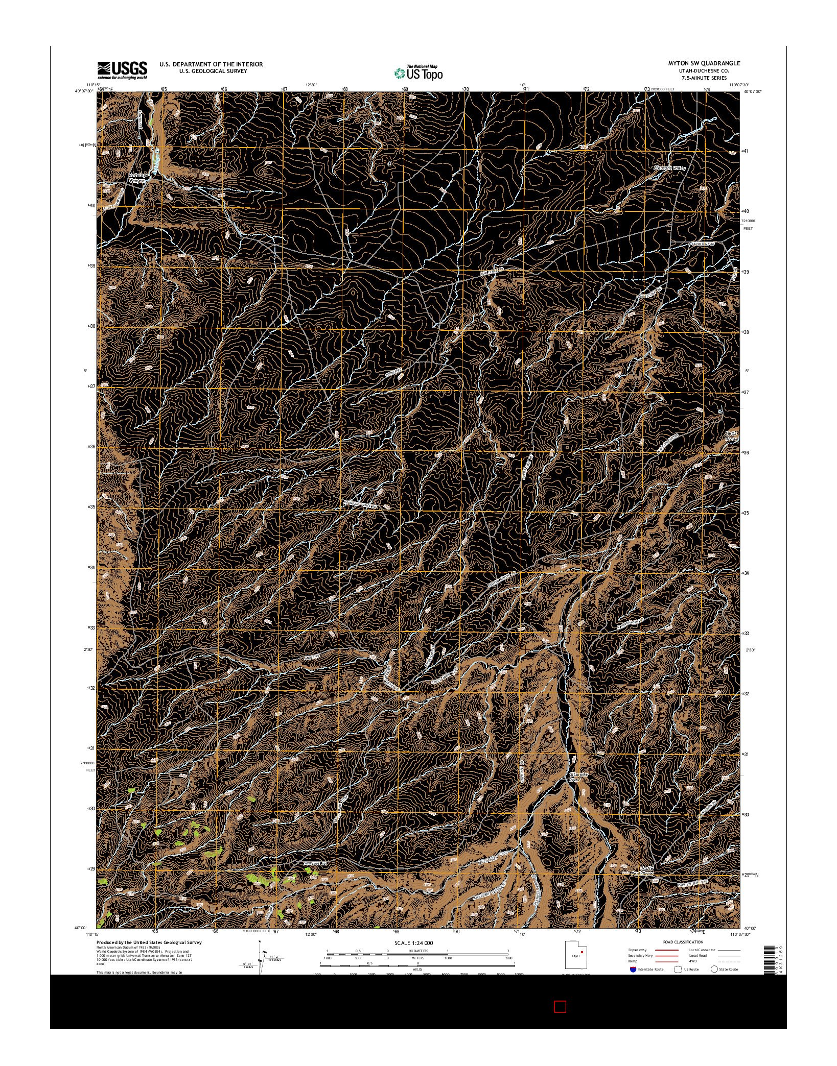 USGS US TOPO 7.5-MINUTE MAP FOR MYTON SW, UT 2014