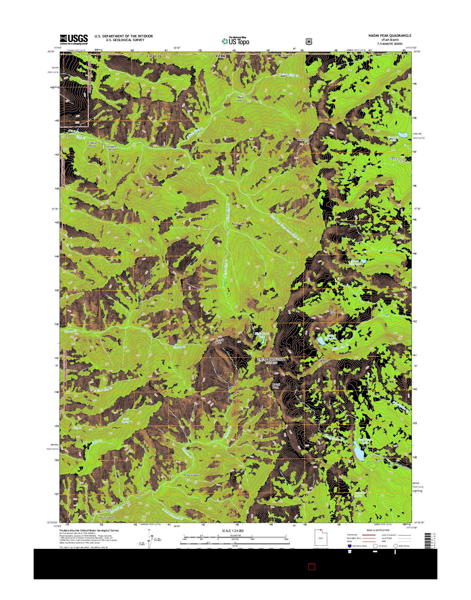 USGS US TOPO 7.5-MINUTE MAP FOR NAOMI PEAK, UT-ID 2014