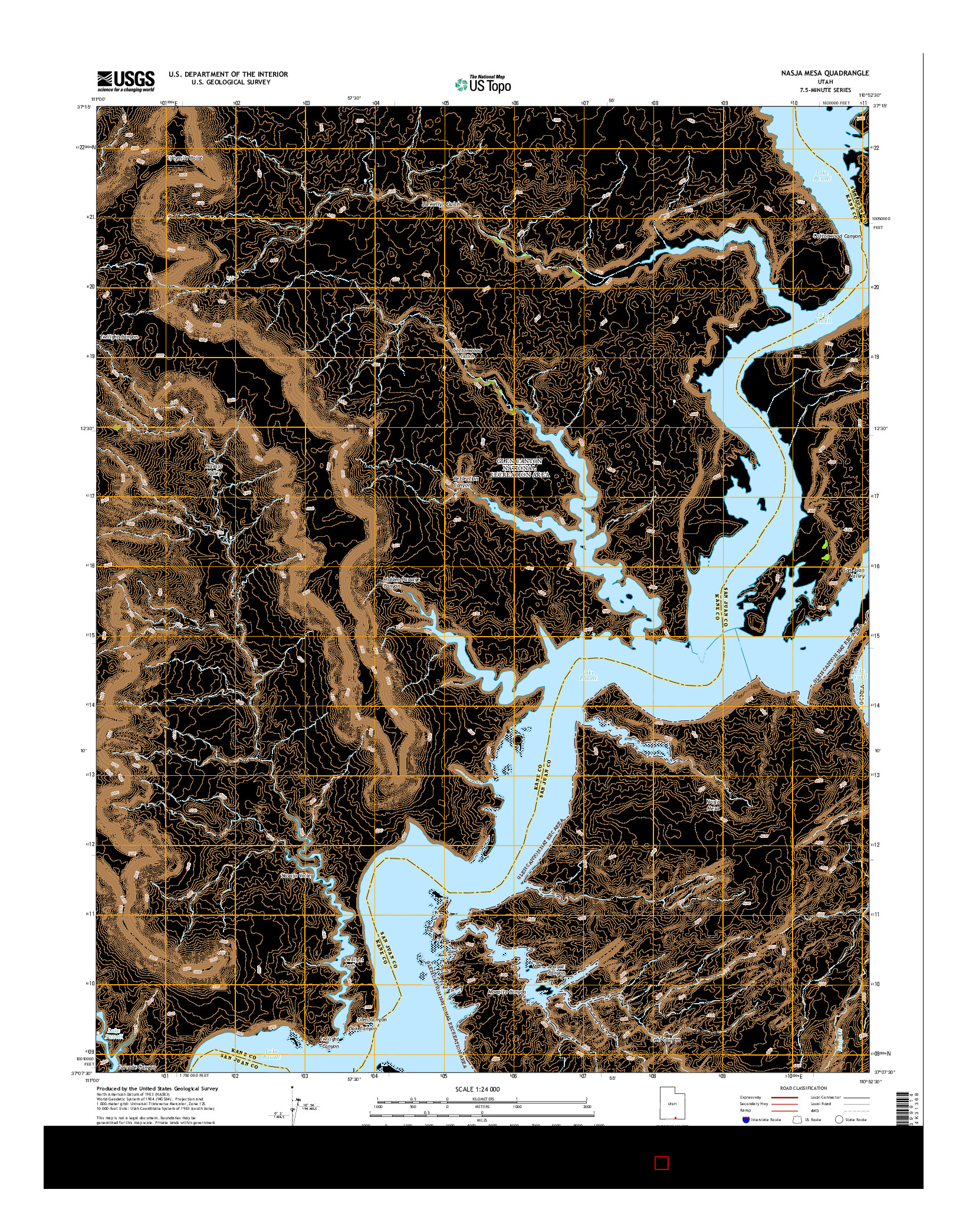 USGS US TOPO 7.5-MINUTE MAP FOR NASJA MESA, UT 2014