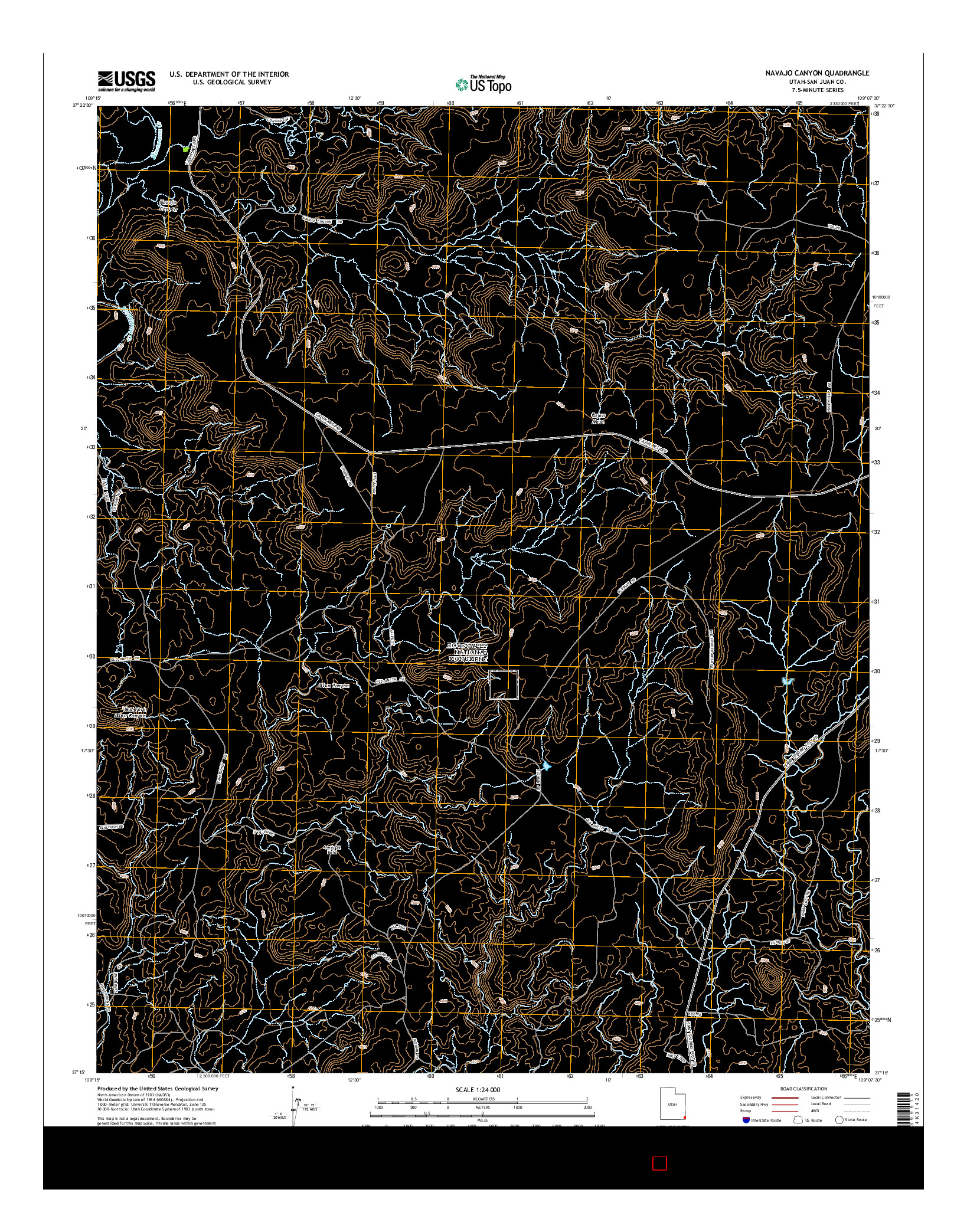 USGS US TOPO 7.5-MINUTE MAP FOR NAVAJO CANYON, UT 2014