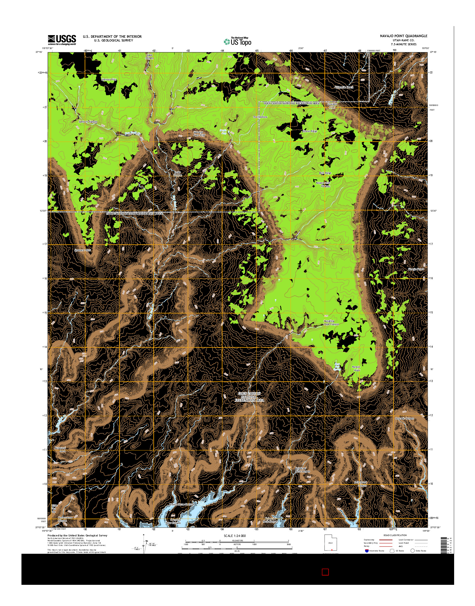 USGS US TOPO 7.5-MINUTE MAP FOR NAVAJO POINT, UT 2014