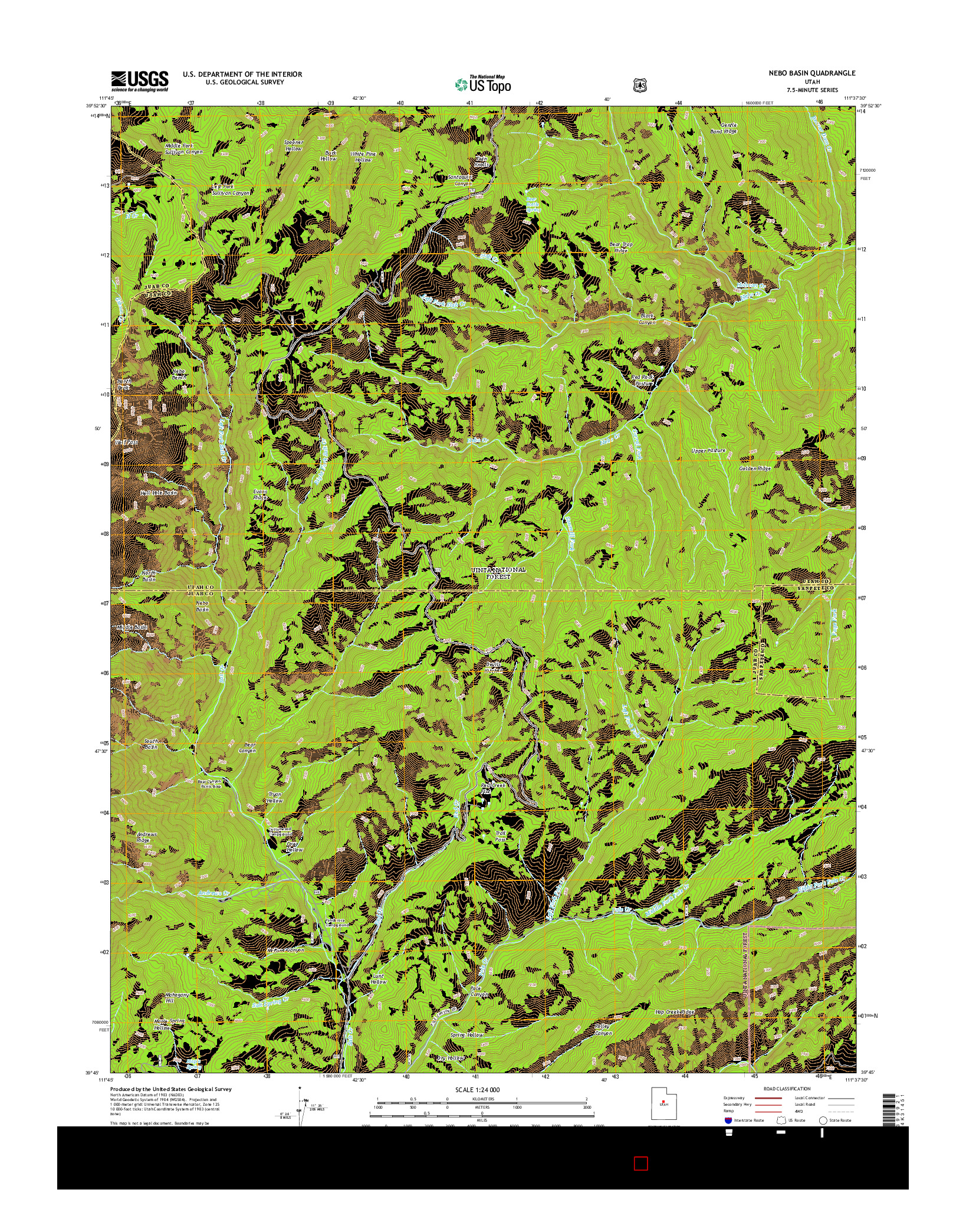 USGS US TOPO 7.5-MINUTE MAP FOR NEBO BASIN, UT 2014