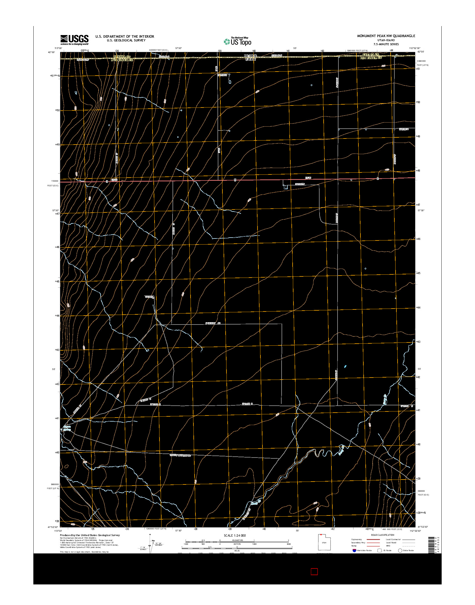 USGS US TOPO 7.5-MINUTE MAP FOR MONUMENT PEAK NW, UT-ID 2014