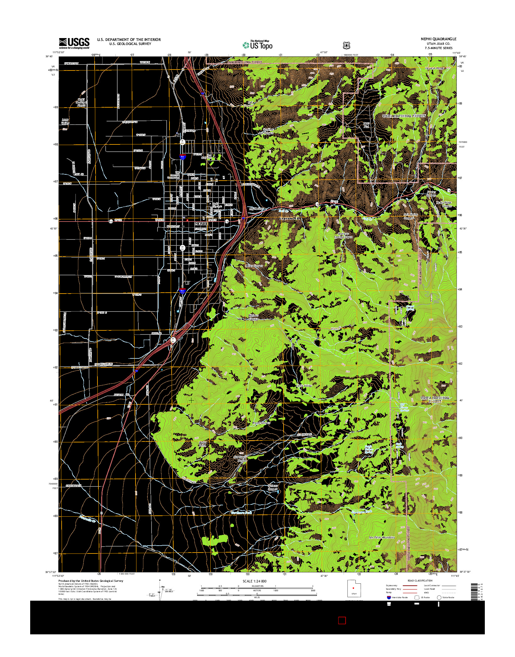 USGS US TOPO 7.5-MINUTE MAP FOR NEPHI, UT 2014