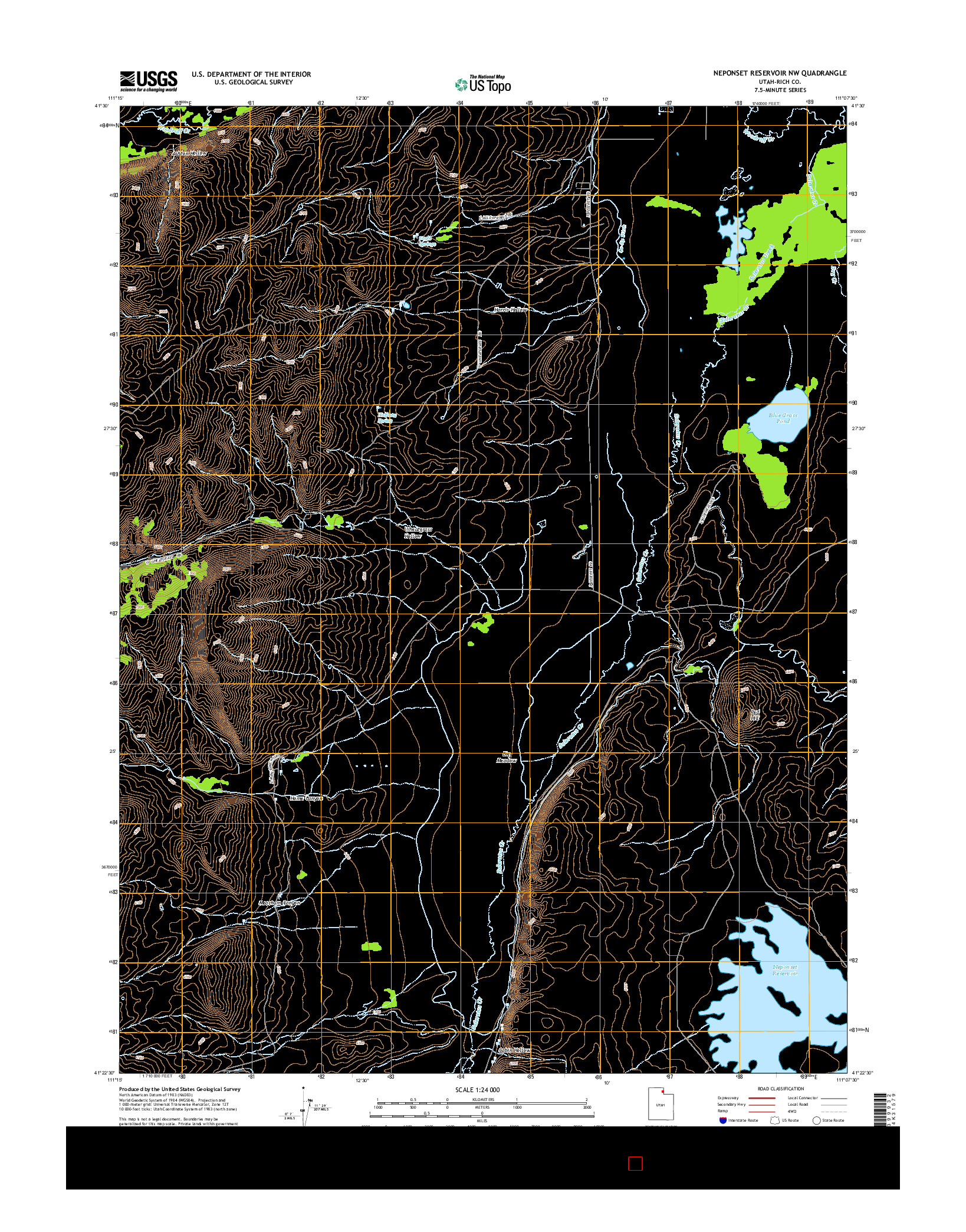 USGS US TOPO 7.5-MINUTE MAP FOR NEPONSET RESERVOIR NW, UT 2014