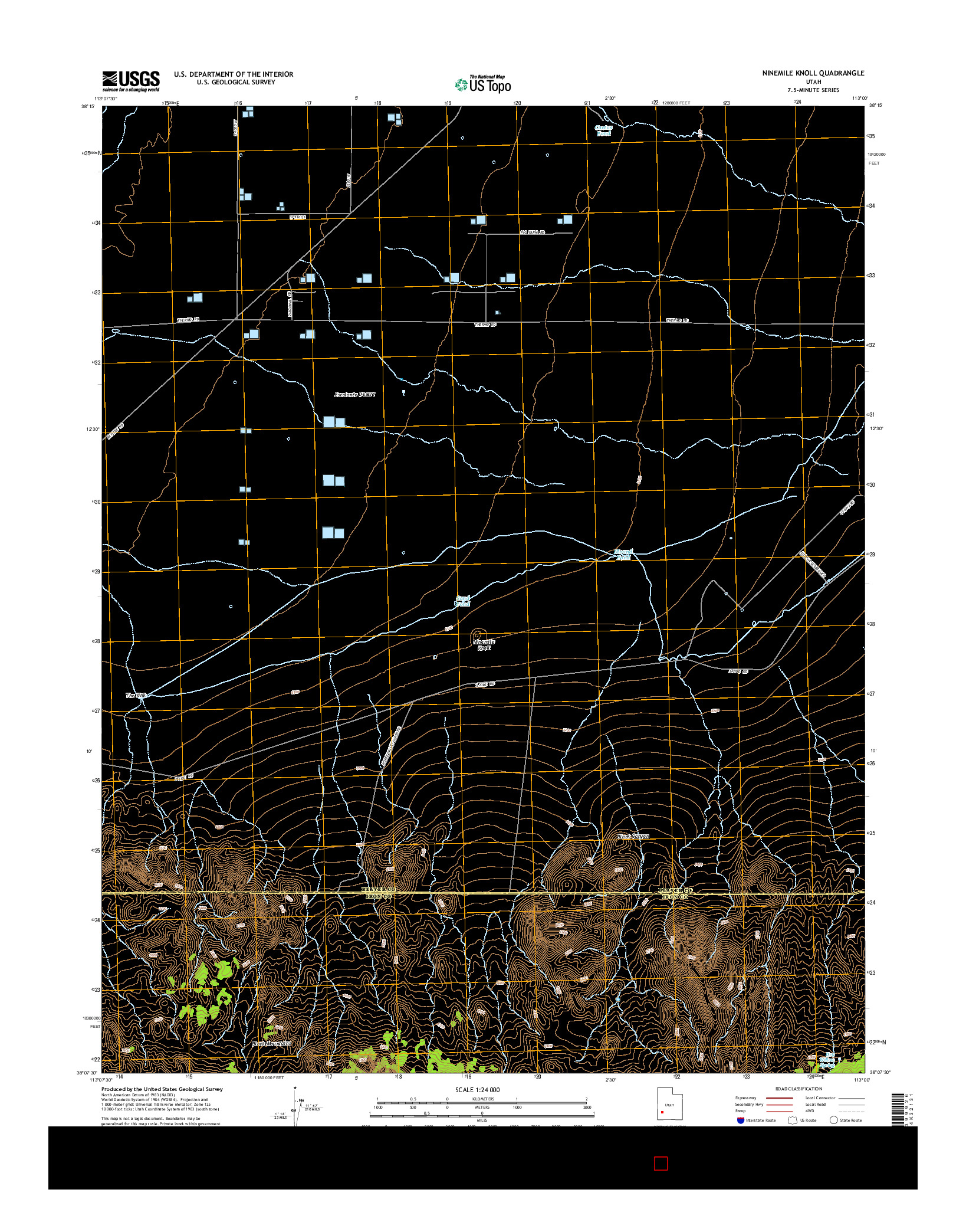 USGS US TOPO 7.5-MINUTE MAP FOR NINEMILE KNOLL, UT 2014