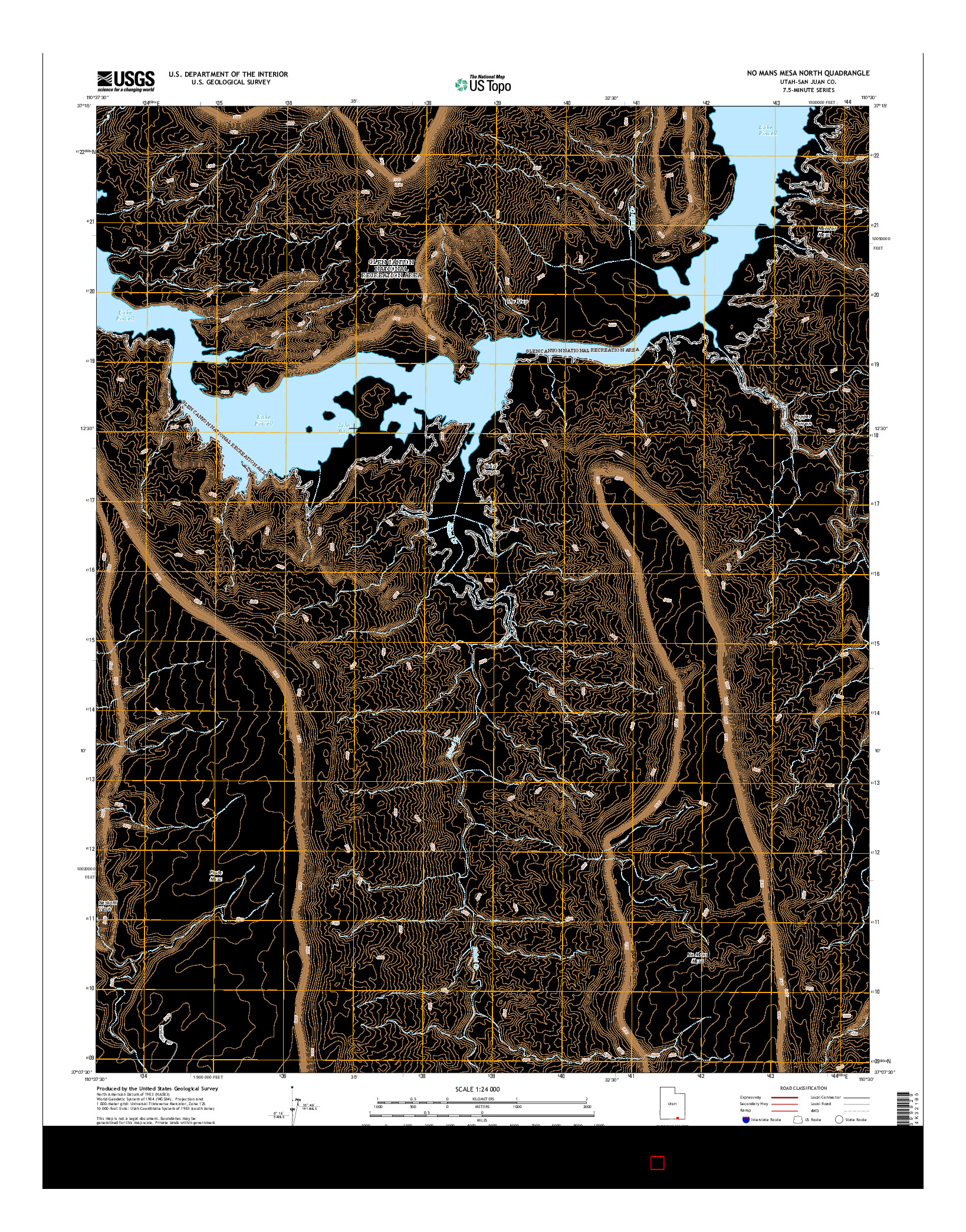 USGS US TOPO 7.5-MINUTE MAP FOR NO MANS MESA NORTH, UT 2014